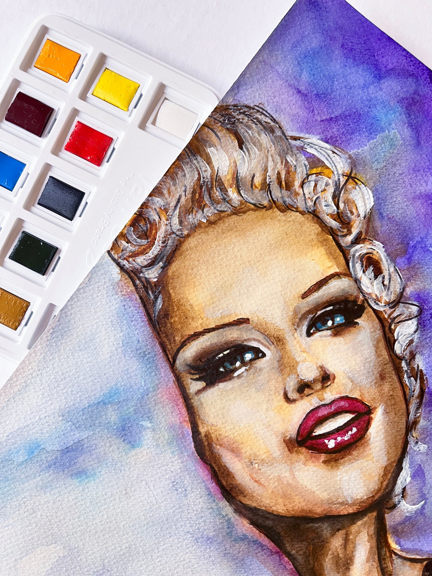 Eva Herzigová, Marilyn Monroe Style, ORIGINAL Watercolor Painting, Artwork by Svetlana Pelin