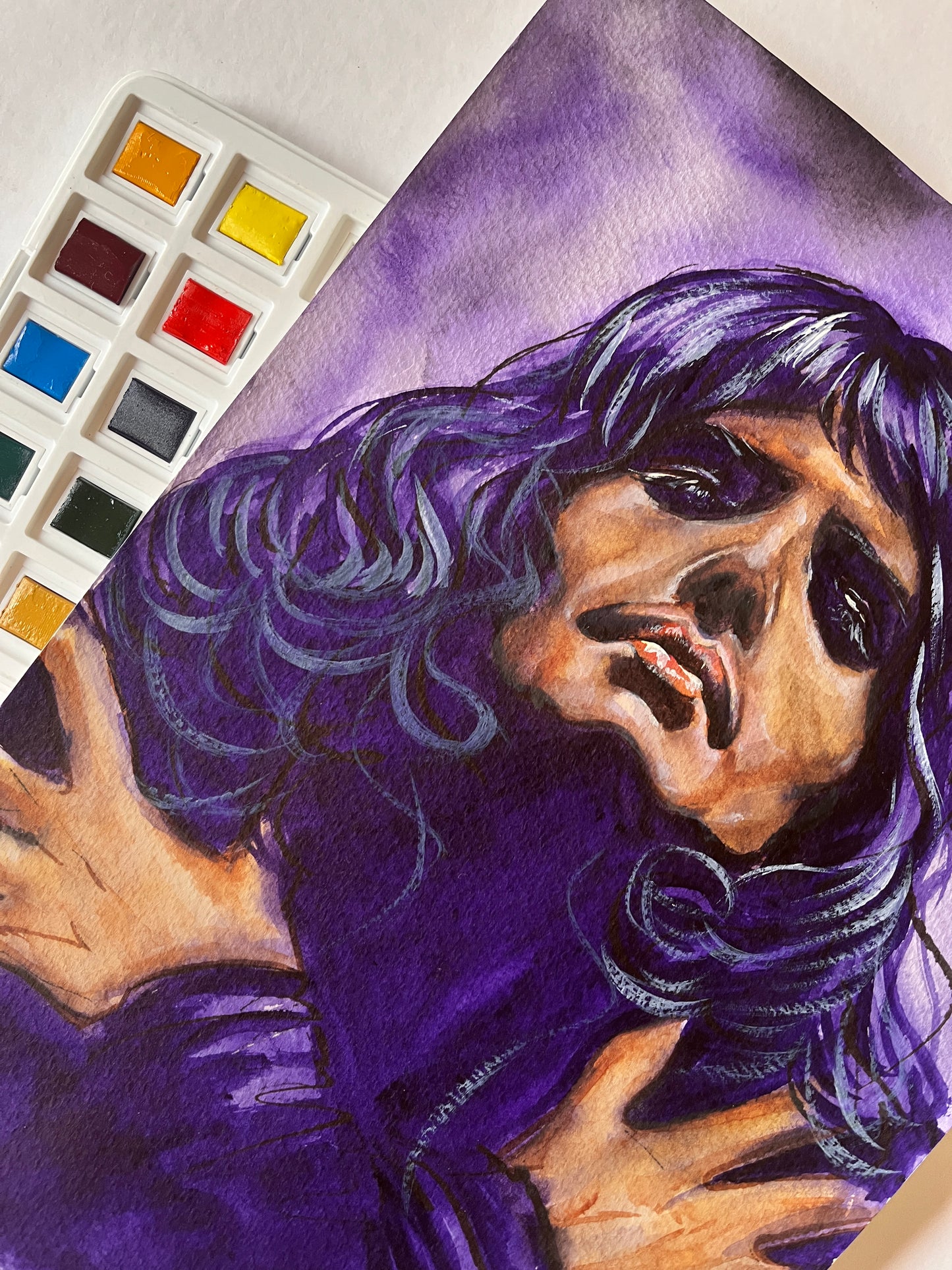 Freddie Mercury, Bohemian Rhapsody, ORIGINAL Watercolor Painting, Artwork by Svetlana Pelin