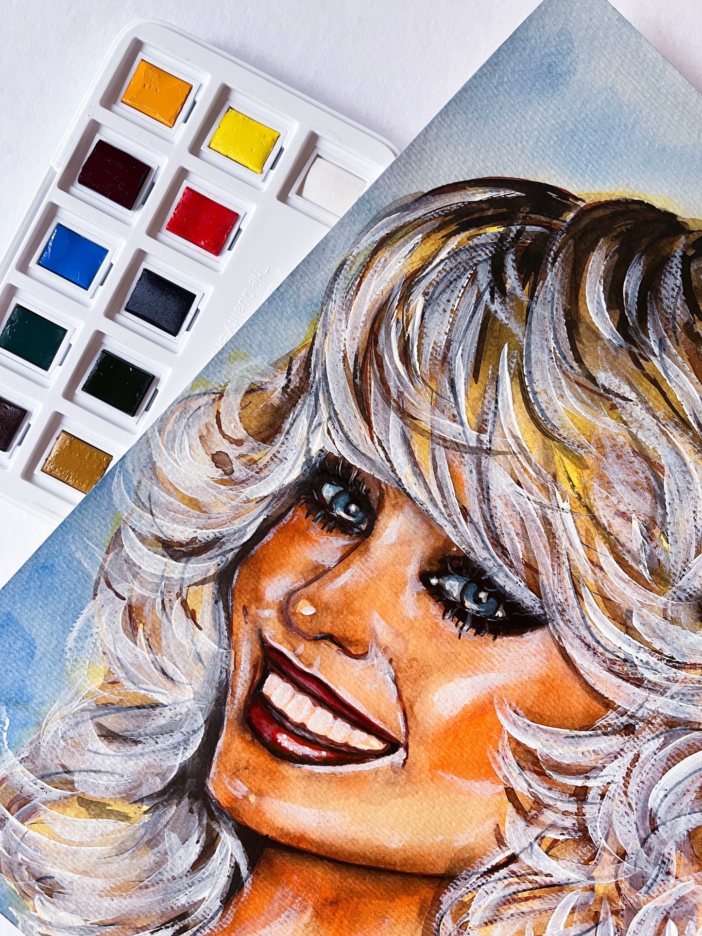 Farrah Fawcett, ORIGINAL Watercolor Painting, Artwork by Svetlana Pelin