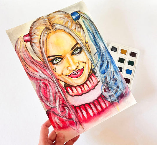Margot Robbie, ORIGINAL Watercolor Painting, Artwork by Svetlana Pelin
