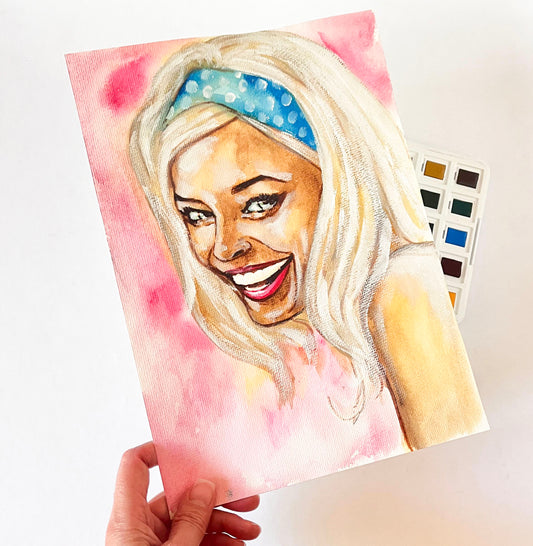 Margot Robbie, ORIGINAL Watercolor Painting, Artwork by Svetlana Pelin