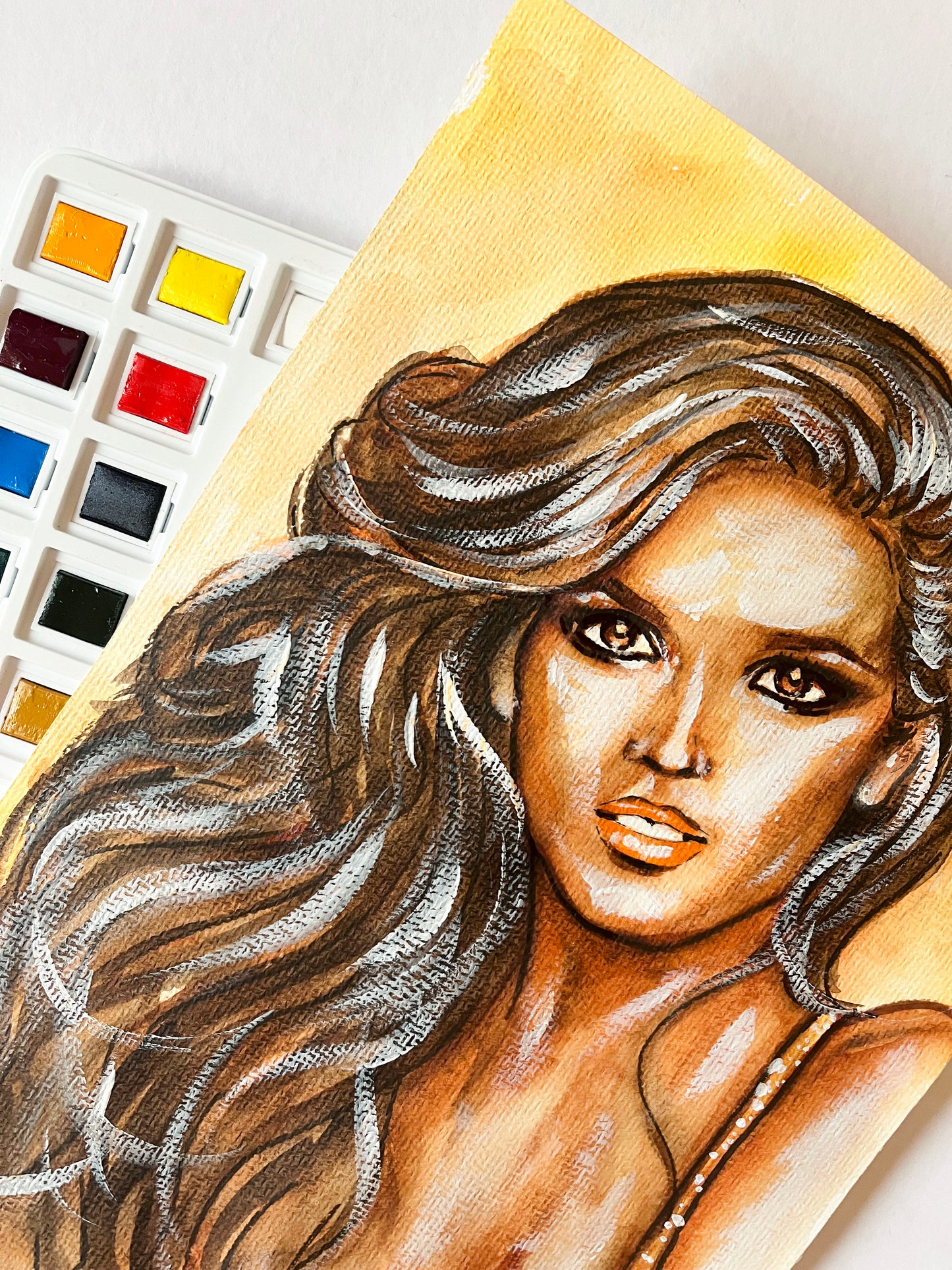 Gia Marie Carangi, ORIGINAL Watercolor Painting, Artwork by Svetlana Pelin