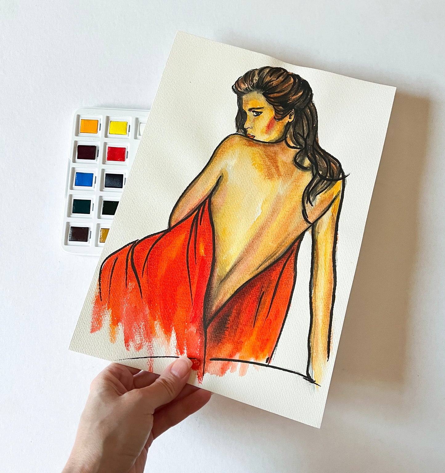 Gia Marie Carangi, ORIGINAL Watercolor Painting, Artwork by Svetlana Pelin