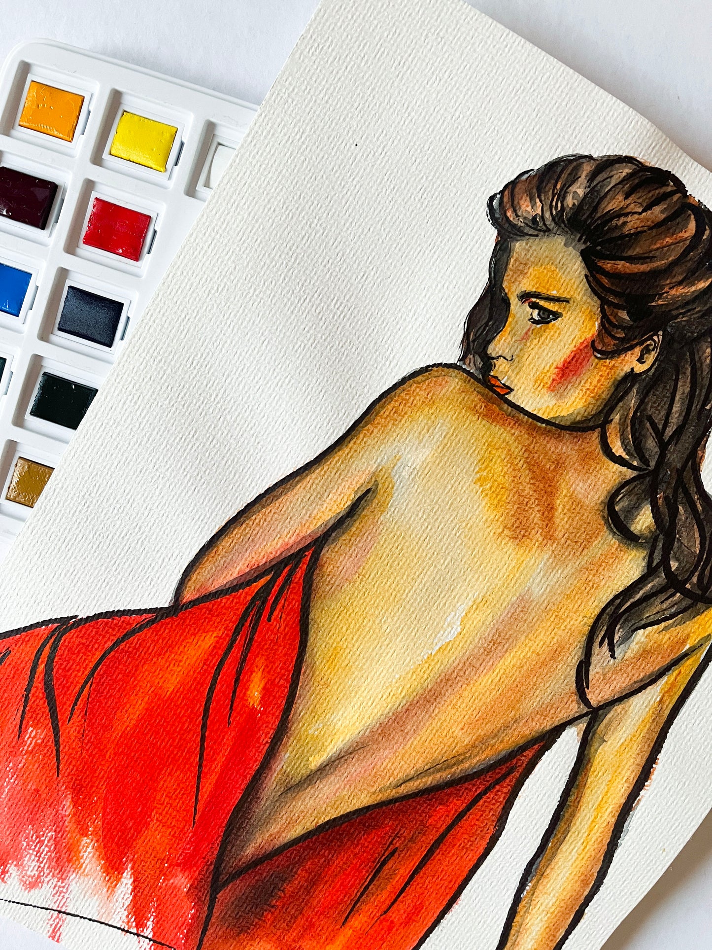 Gia Marie Carangi, ORIGINAL Watercolor Painting, Artwork by Svetlana Pelin