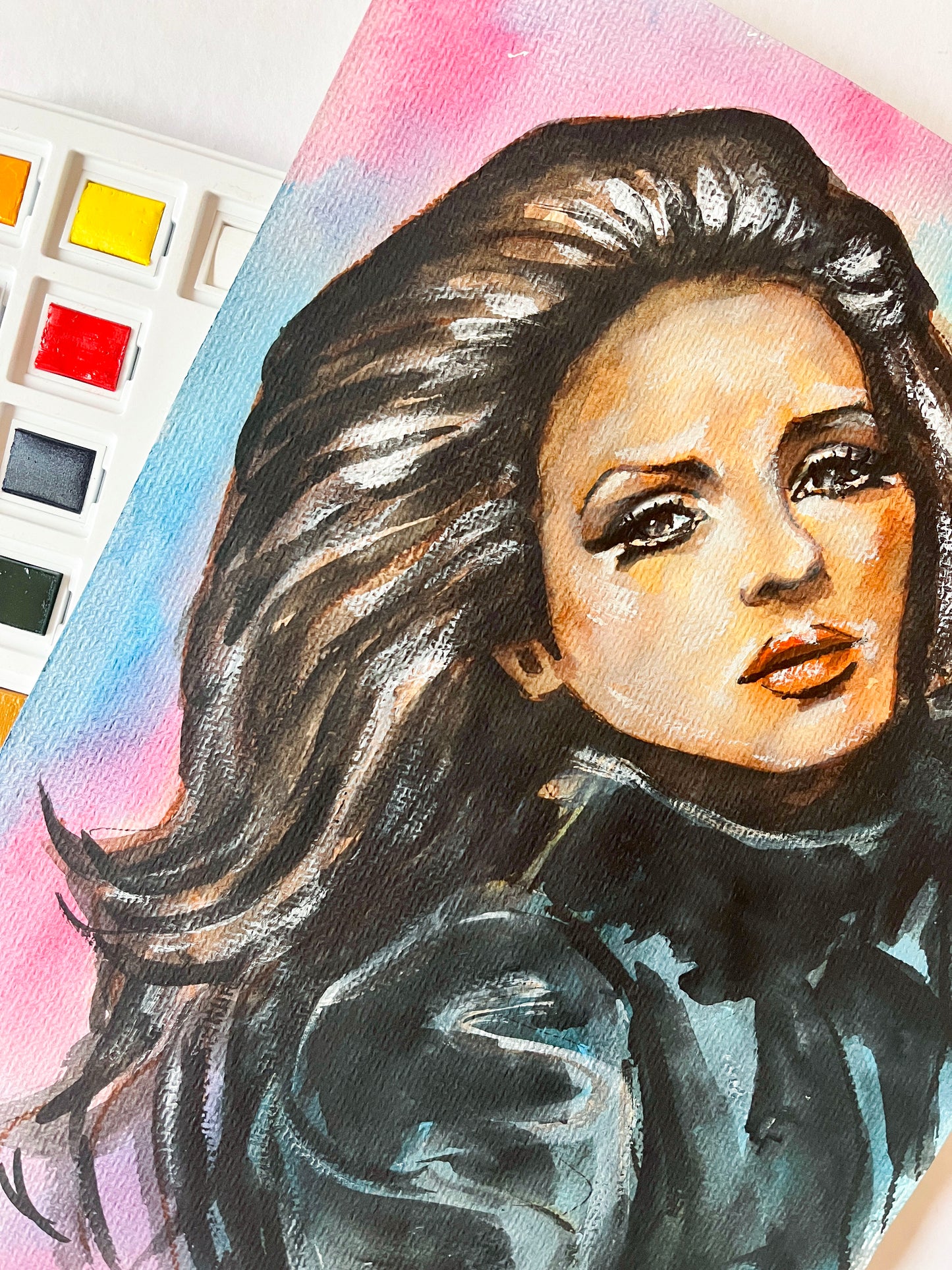 Gia Marie Carangi, ORIGINAL Watercolor Painting, Artwork by Svetlana Pelin