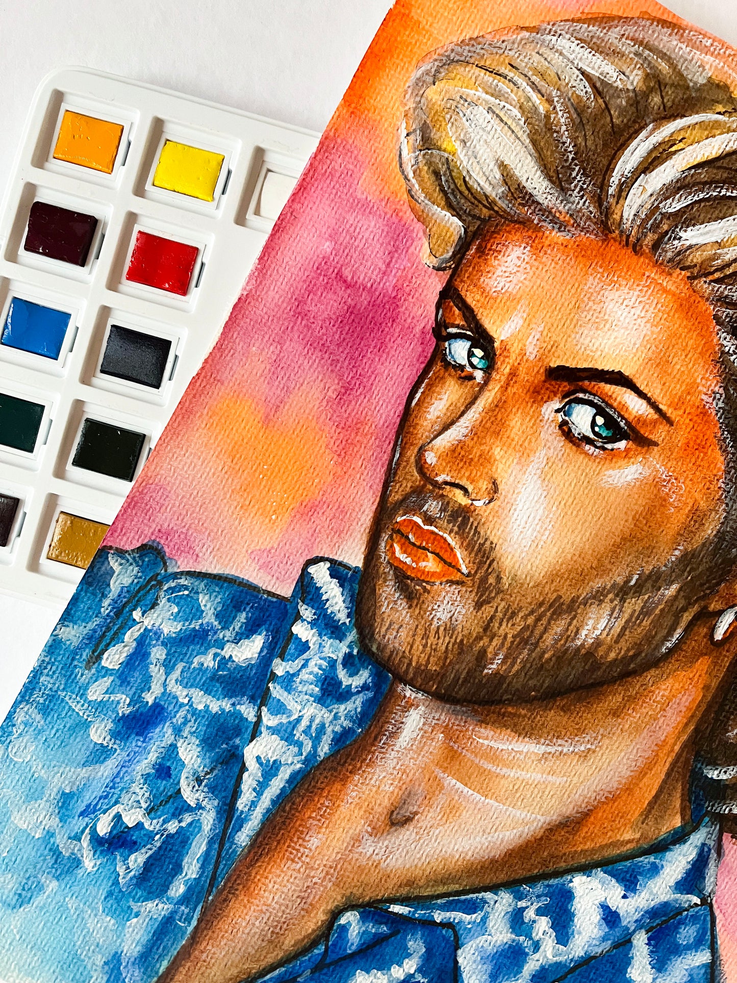 George, GM, ORIGINAL Watercolour Painting, Artwork by Svetlana Pelin