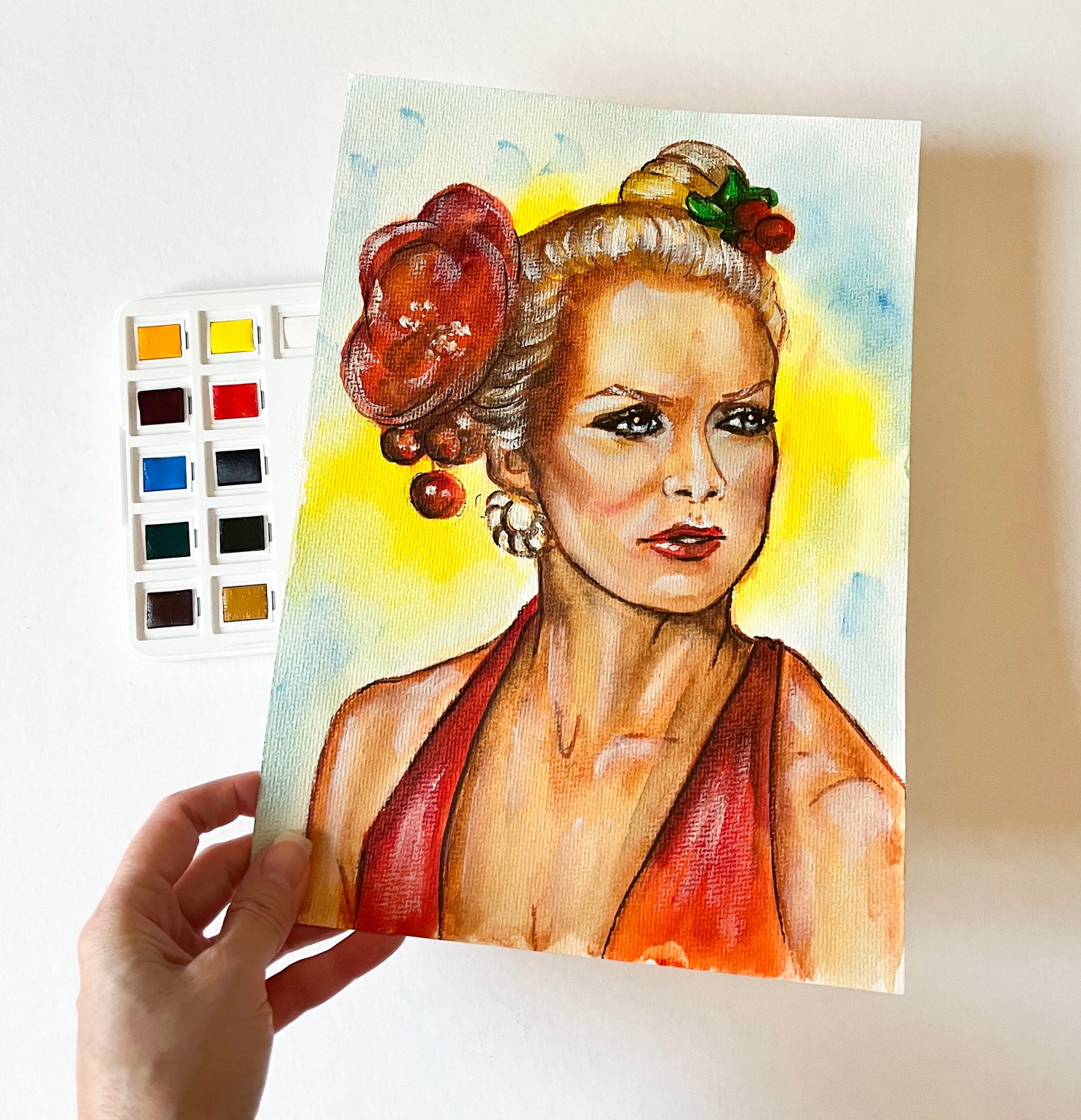 Goldie Hawn, Overboard, ORIGINAL Watercolor Painting,Artwork by Svetlana Pelin