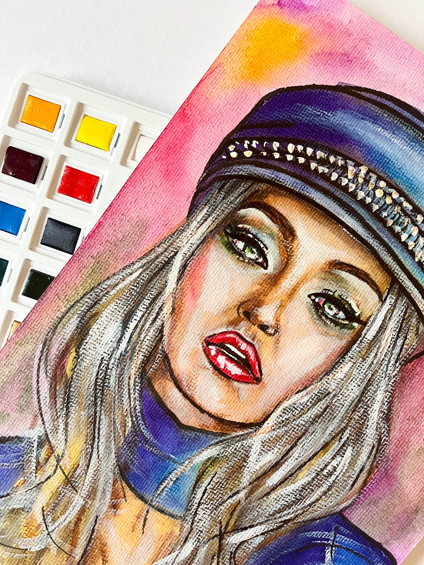 Gigi Hadid, ORIGINAL Watercolor Painting, Artwork by Svetlana Pelin