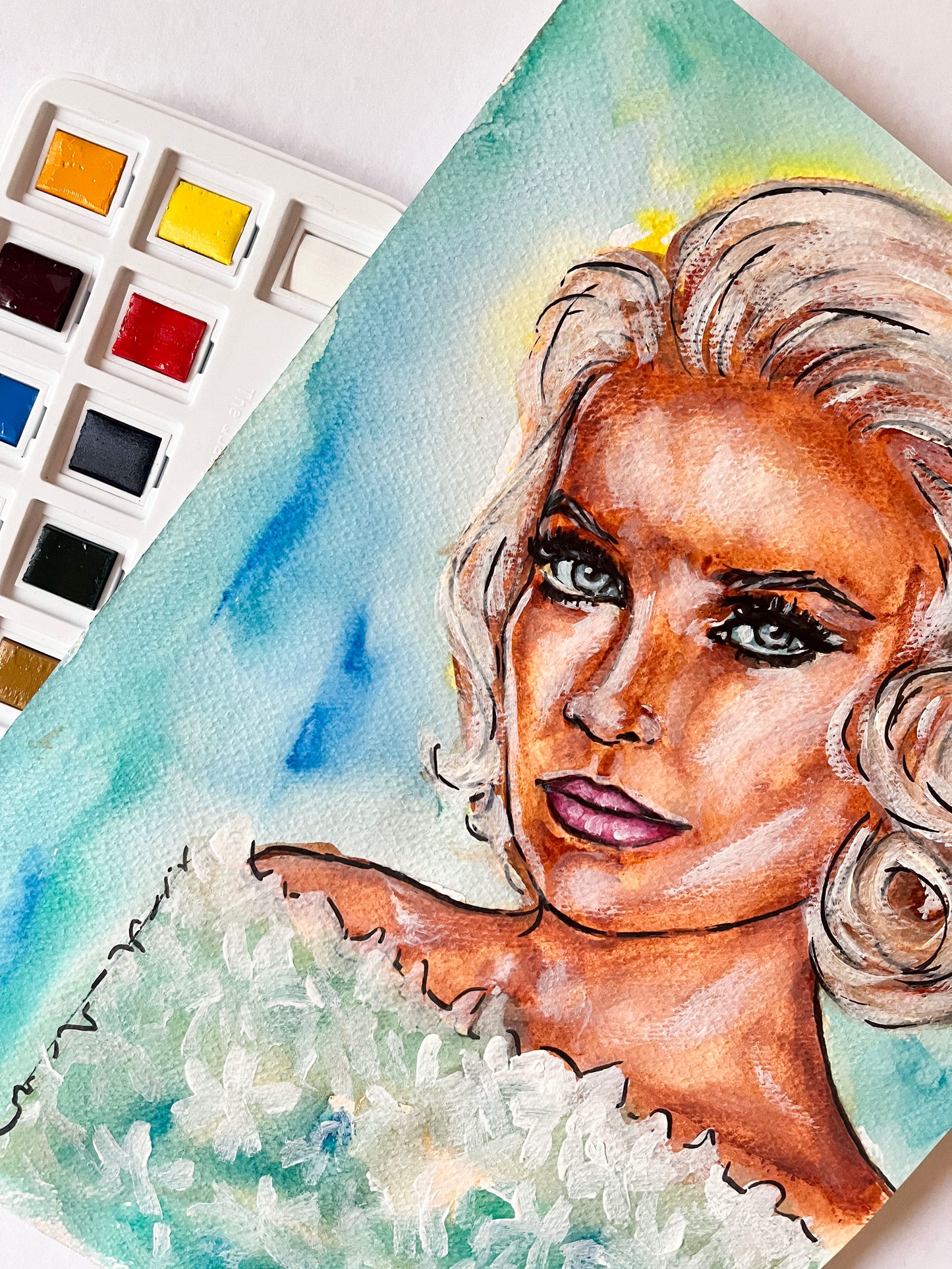 Grace Kelly, ORIGINAL Watercolor Painting, Artwork by Svetlana Pelin