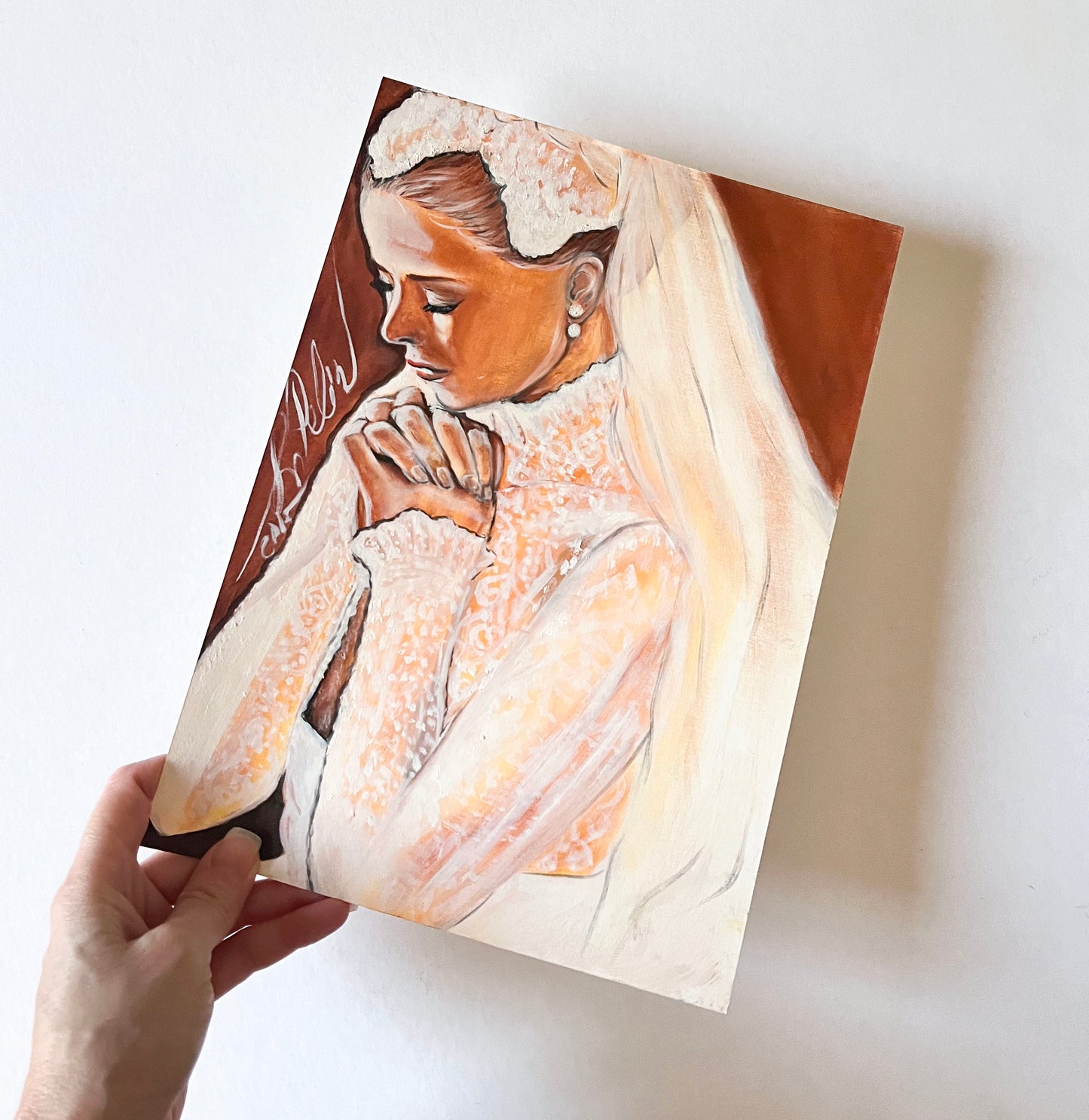 Grace Kelly, Wedding, Bride, ORIGINAL Oil Painting, Artwork by Svetlana Pelin
