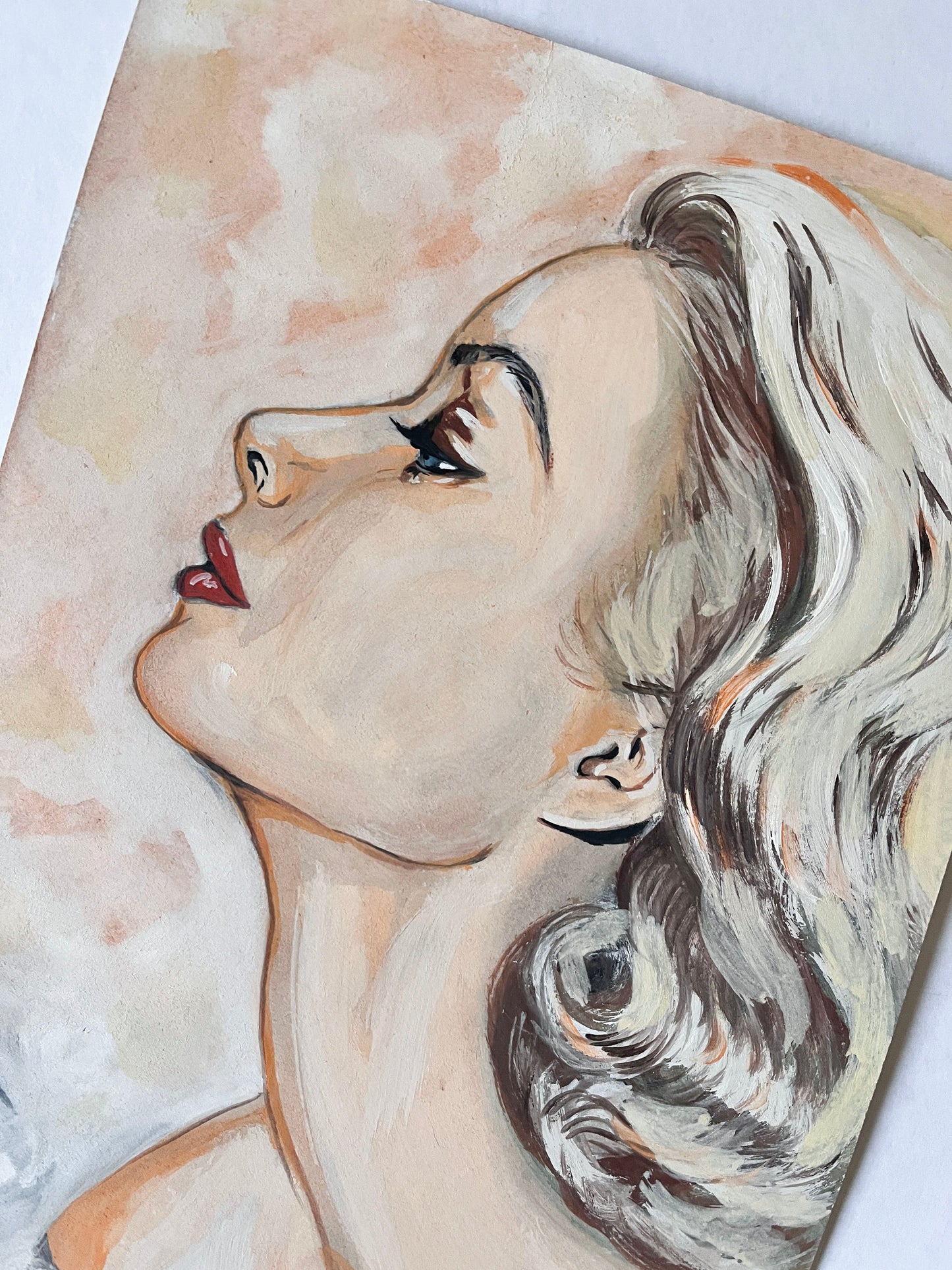 Grace Kelly, Profile, ORIGINAL Gouache Painting, Artwork by Svetlana Pelin