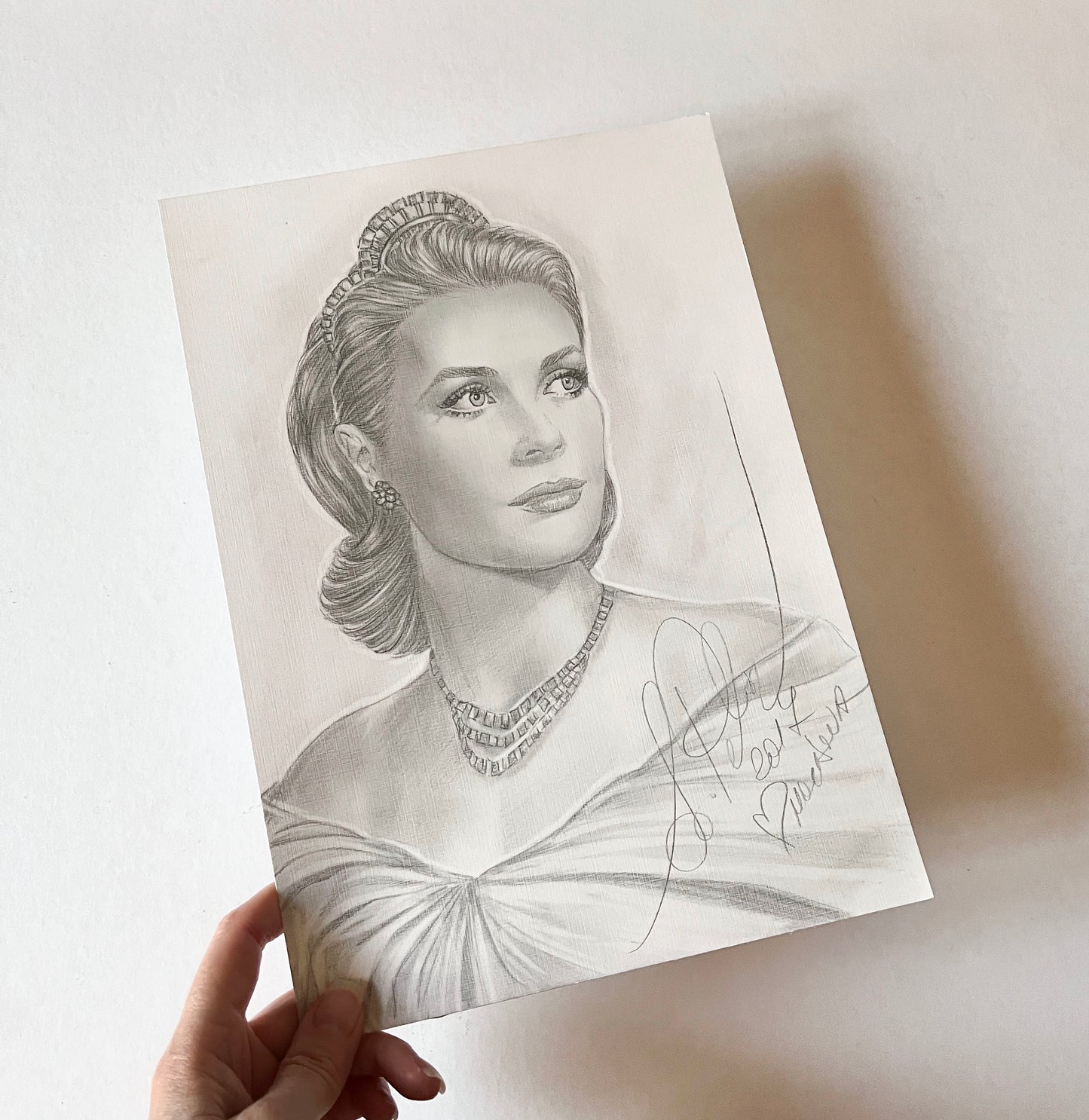 Grace Kelly, Tiara, ORIGINAL Pencil Drawing, Artwork by Svetlana Pelin