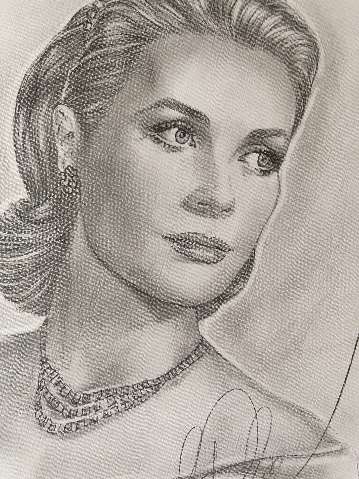 Grace Kelly, Tiara, ORIGINAL Pencil Drawing, Artwork by Svetlana Pelin