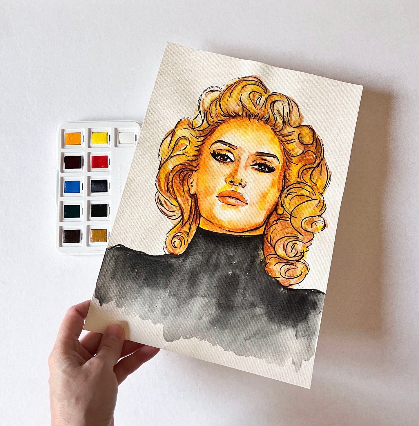 Gwen Stefani, ORIGINAL Watercolor Painting, Artwork by Svetlana Pelin