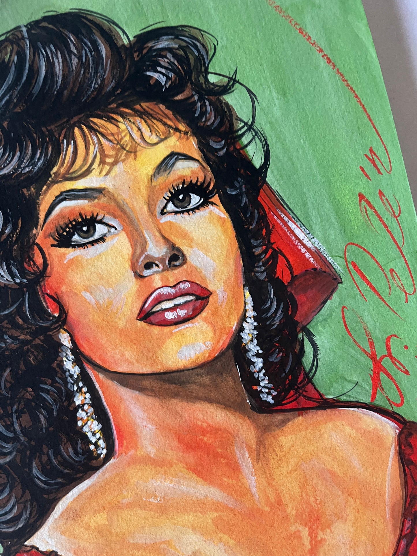 Gina Lollobrigida, Esmeralda, Notre-Dame de Paris, ORIGINAL Gouache painting, Artwork by Svetlana Pelim