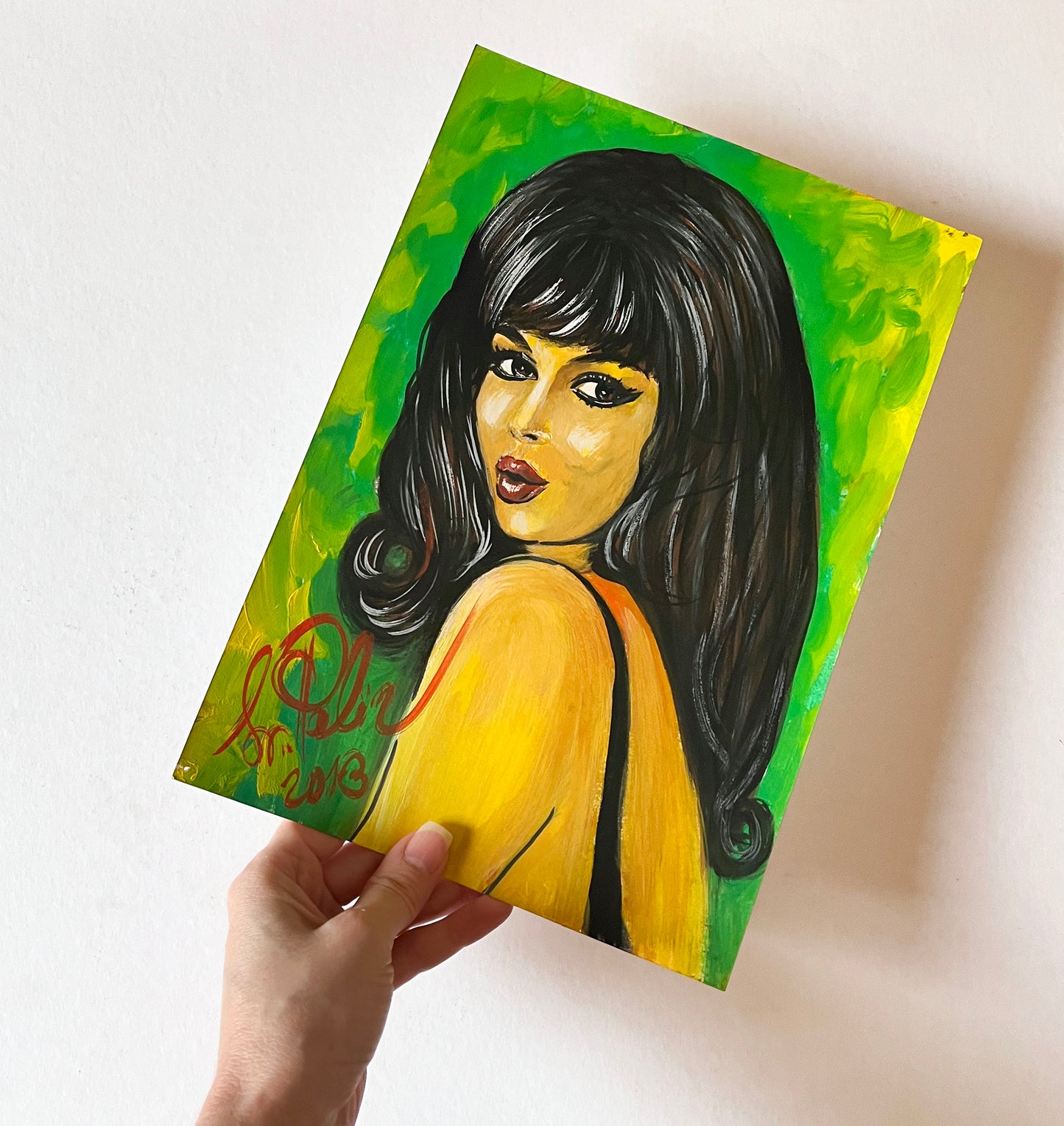 Gina Lollobrigida, ORIGINAL Gouache painting, Artwork by Svetlana Pelim