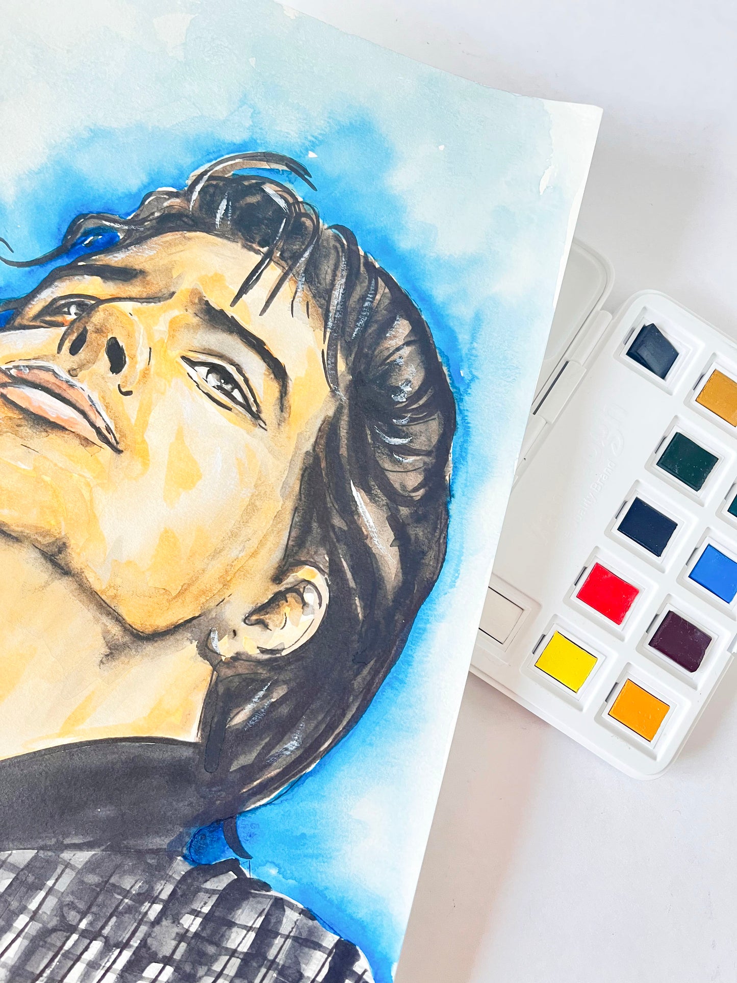 Mickey Rourke, ORIGINAL Watercolor Painting, Artwork by Svetlana Pelin