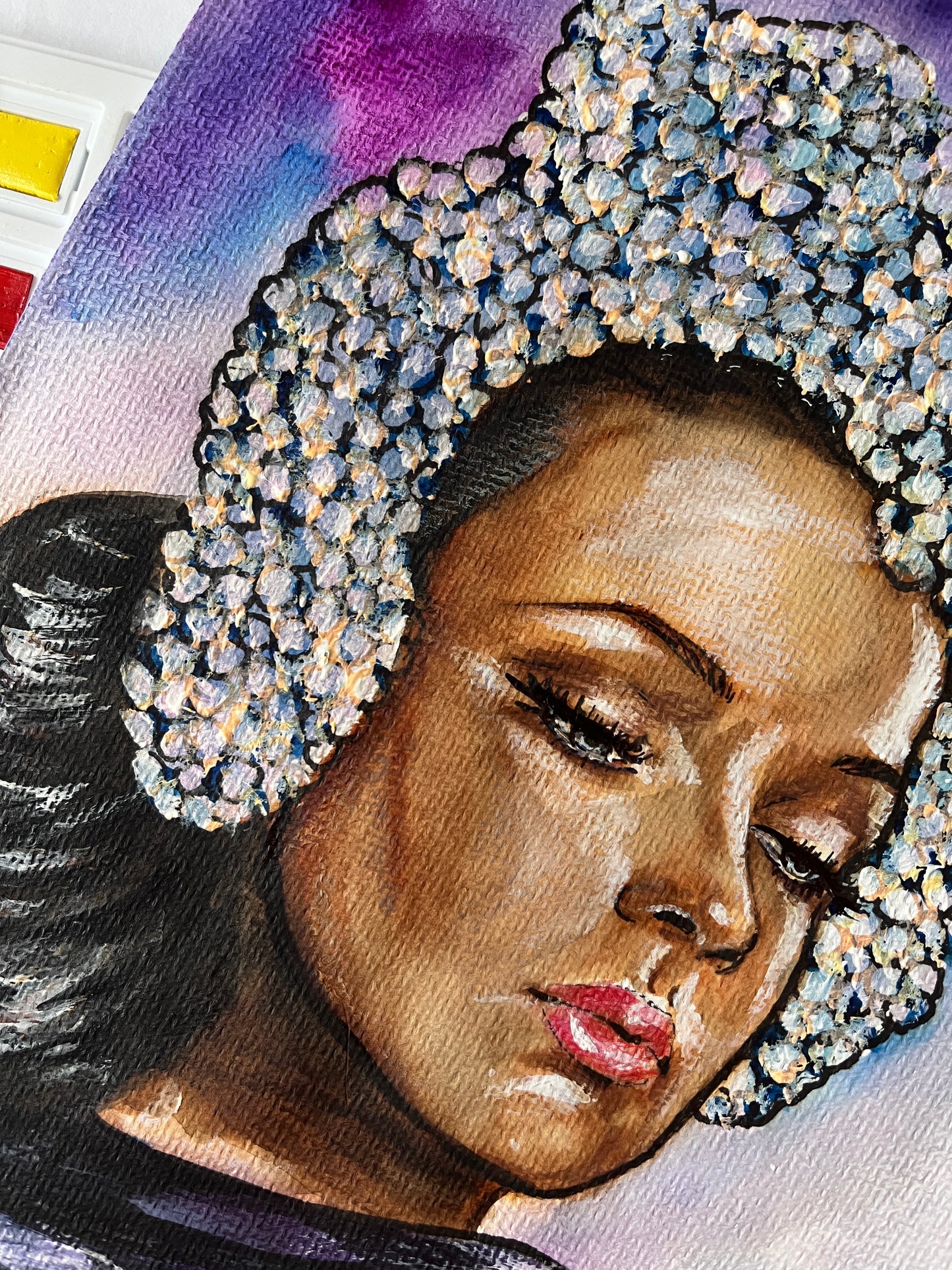 Gene Tierney, Tiara, ORIGINAL Watercolor Painting, Artwork by Svetlana Pelin