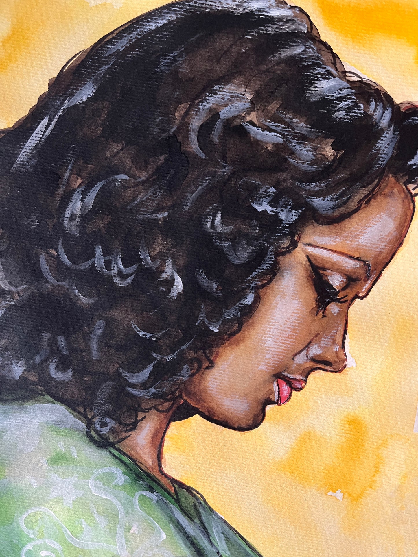 Gene Tierney, ORIGINAL Watercolour Painting, Artwork by Svetlana Pelin