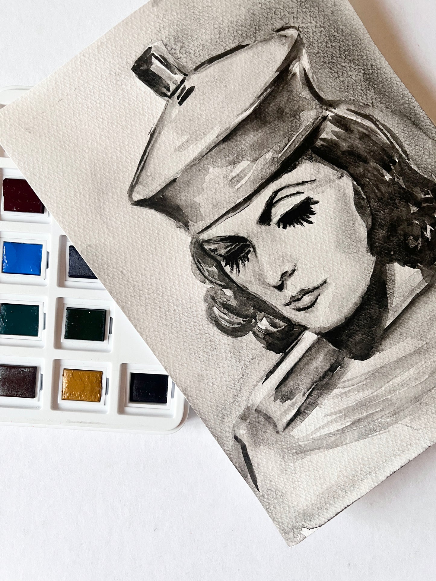 Greta Garbo, ORIGINAL watercolor painting, Artwork by Svetlana Pelin