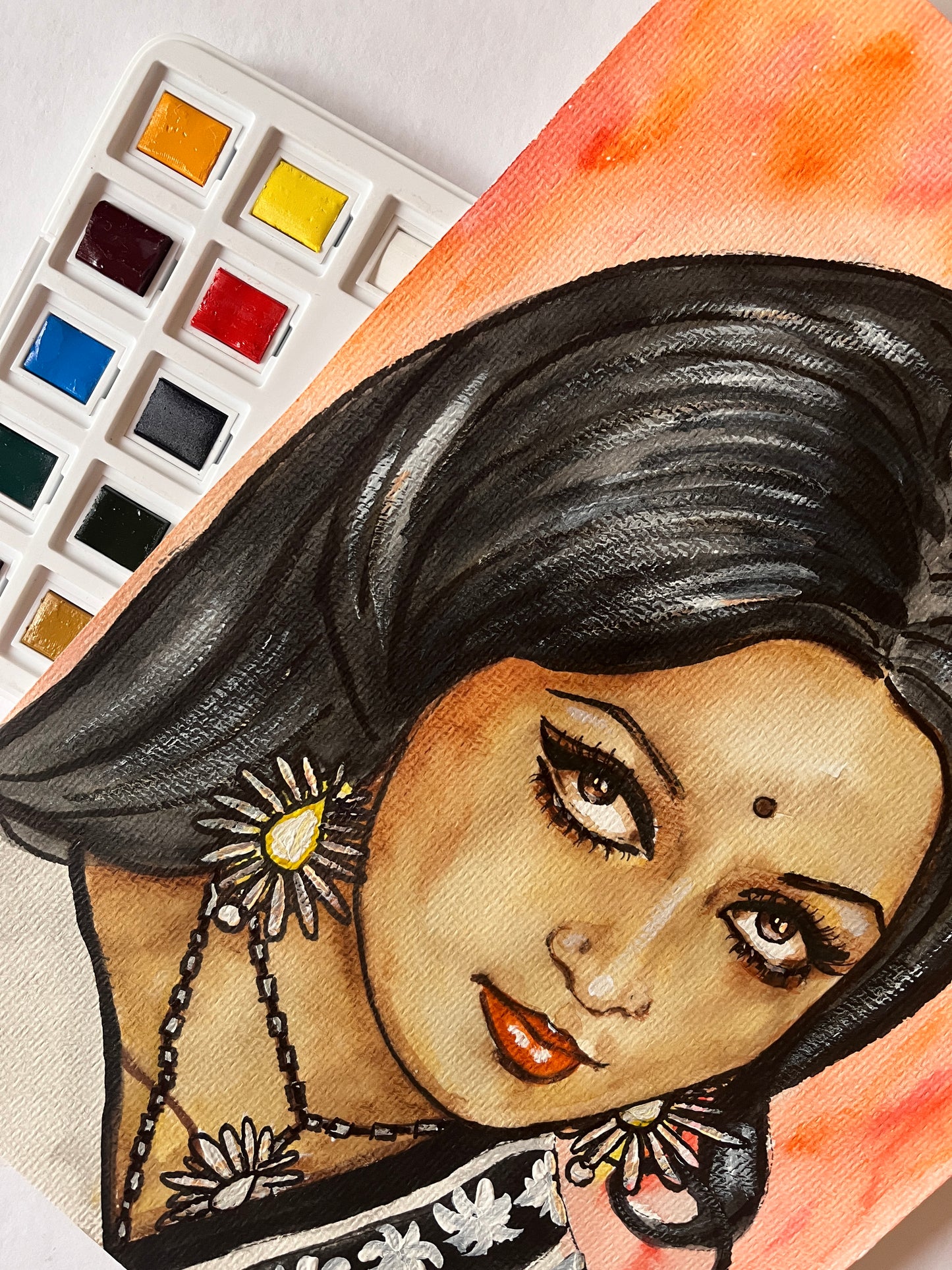 Hema Malini, ORIGINAL Watercolor Painting, Artwork by Svetlana Pelin