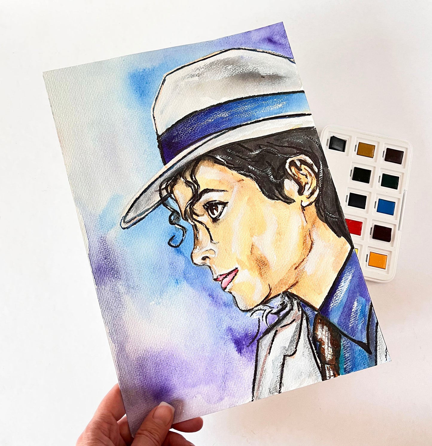 Michael Jackson, MJ, ORIGINAL Watercolor Painting, Artwork by Svetlana Pelin