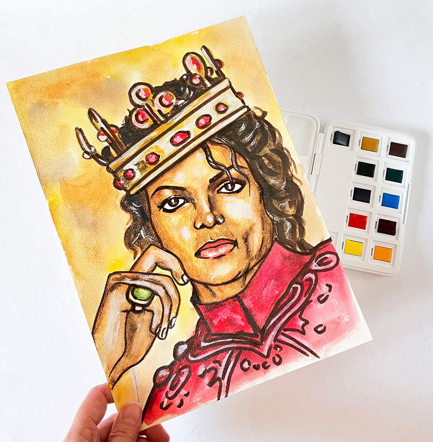 Michael Jackson, MJ, ORIGINAL Watercolor Painting, Artwork by Svetlana Pelin