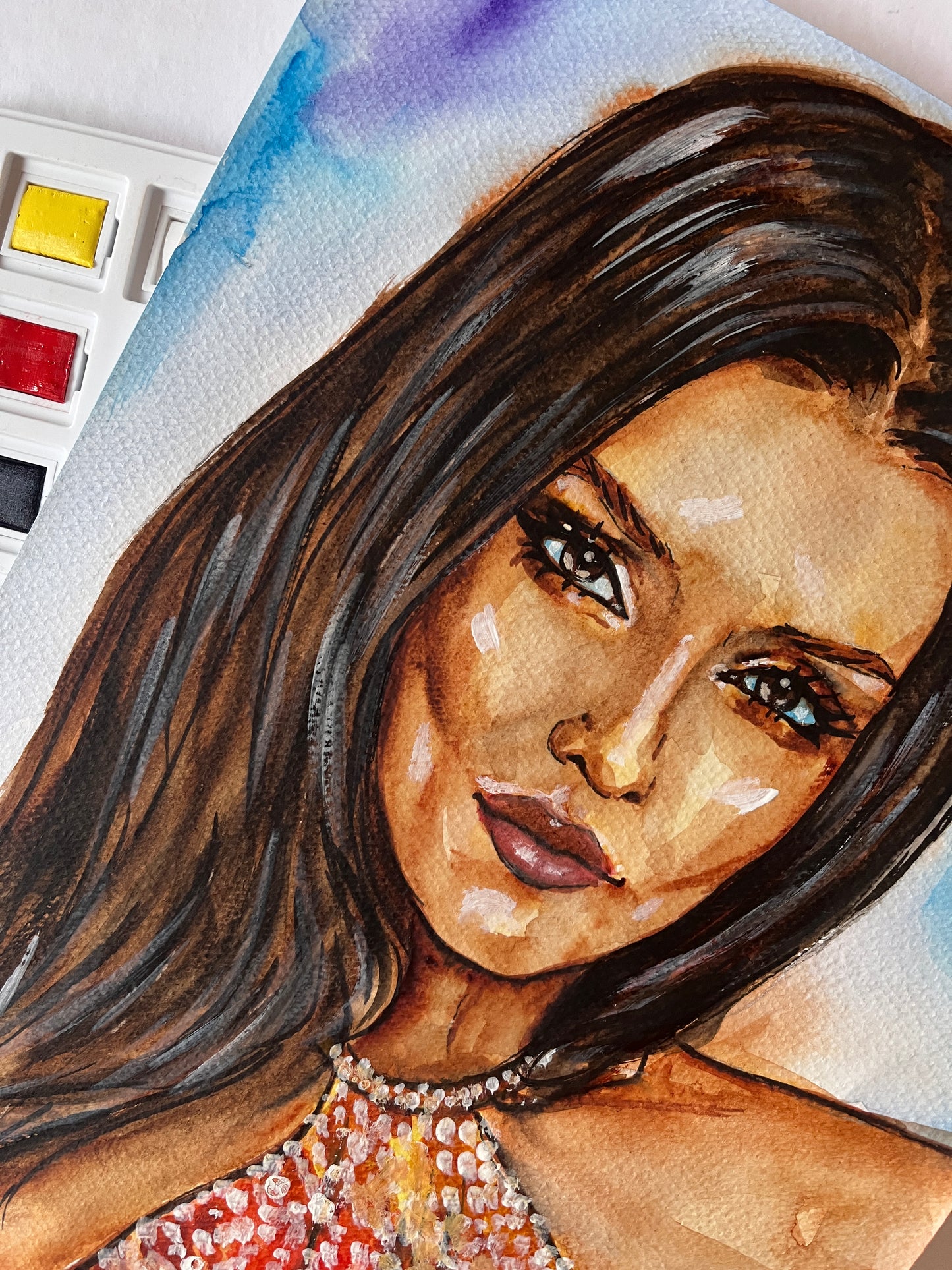 Hande Erçel, ORIGINAL Watercolor Painting, Artwork by Svetlana Pelin