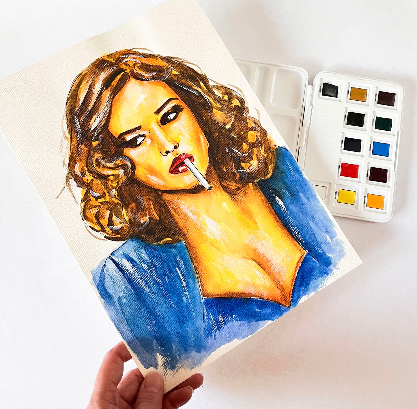 Monica Bellucci, ORIGINAL Watercolor Painting, Artwork by Svetlana Pelin