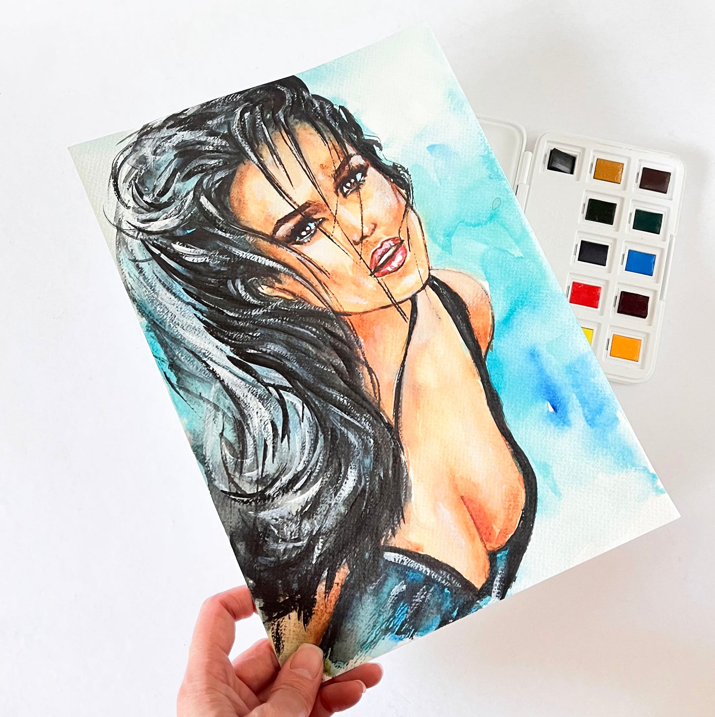 Monica Bellucci, ORIGINAL Watercolor Painting, Artwork by Svetlana Pelin
