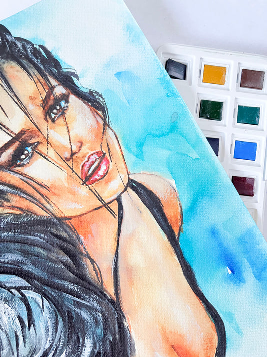 Monica Bellucci, ORIGINAL Watercolor Painting, Artwork by Svetlana Pelin