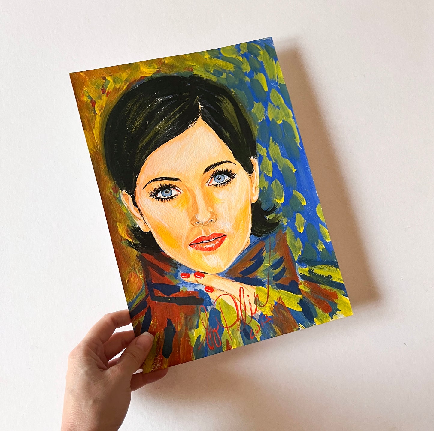 Isabella Rossellini, ORIGINAL Gouache painting, Artwork by Svetlana Pelin