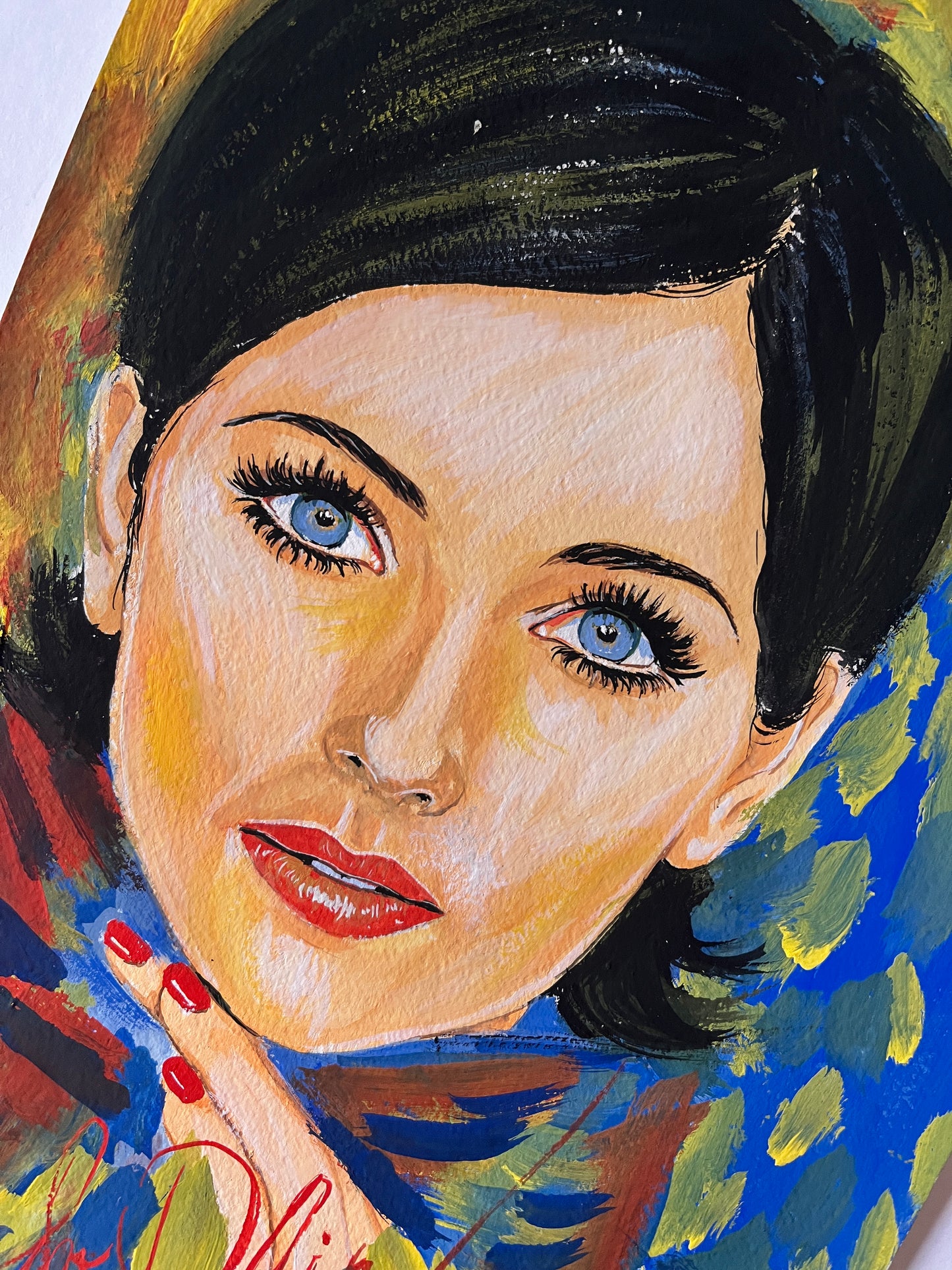 Isabella Rossellini, ORIGINAL Gouache painting, Artwork by Svetlana Pelin