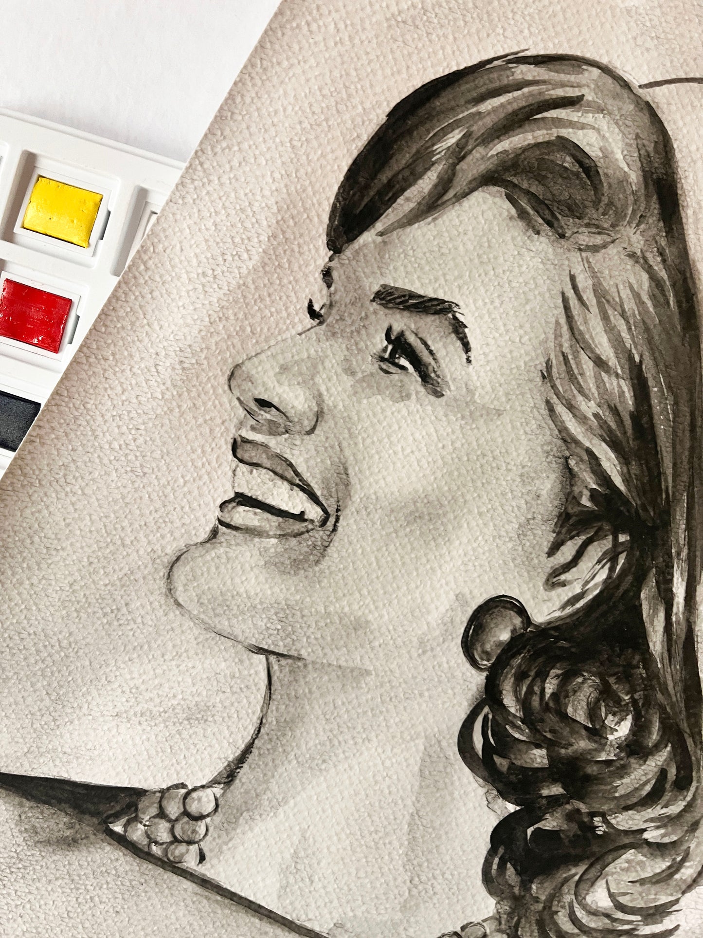Jacqueline Kennedy, Jackie Onassis, ORIGINAL Watercolor Painting, Artwork by Svetlana Pelin