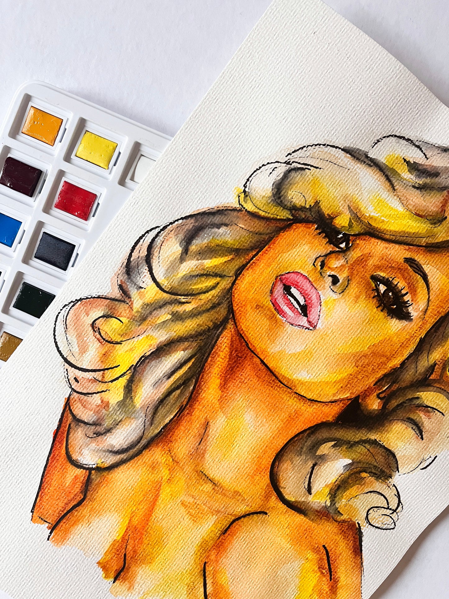 Jayne Mansfield, ORIGINAL Watercolor Painting, Artwork by Svetlana Pelin