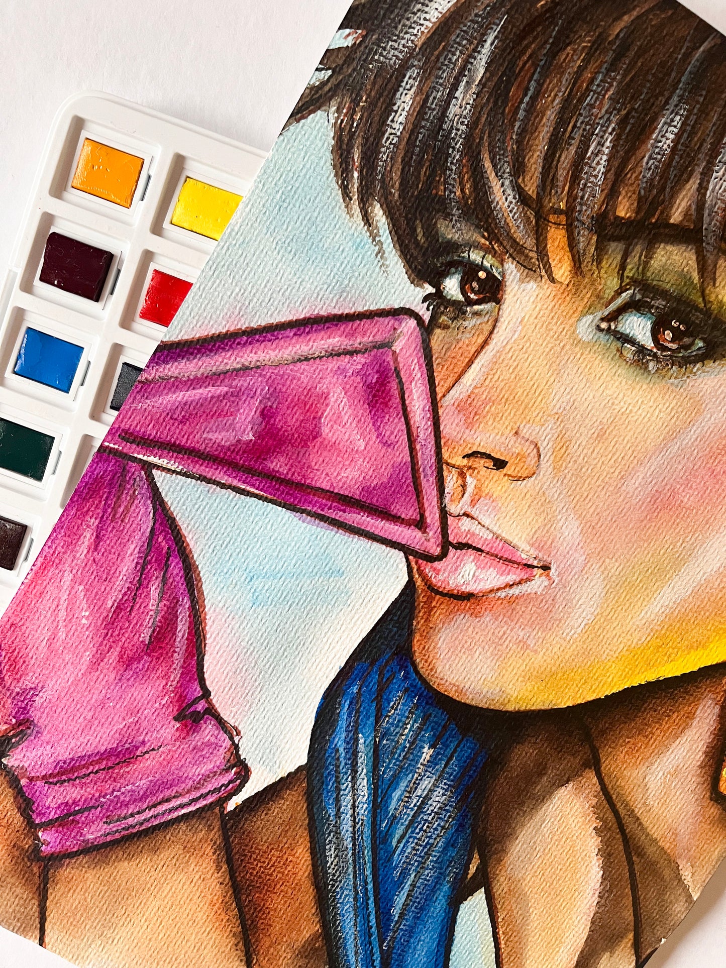 Jennifer Beals, ORIGINAL Watercolor Painting, Artwork by Svetlana Pelin