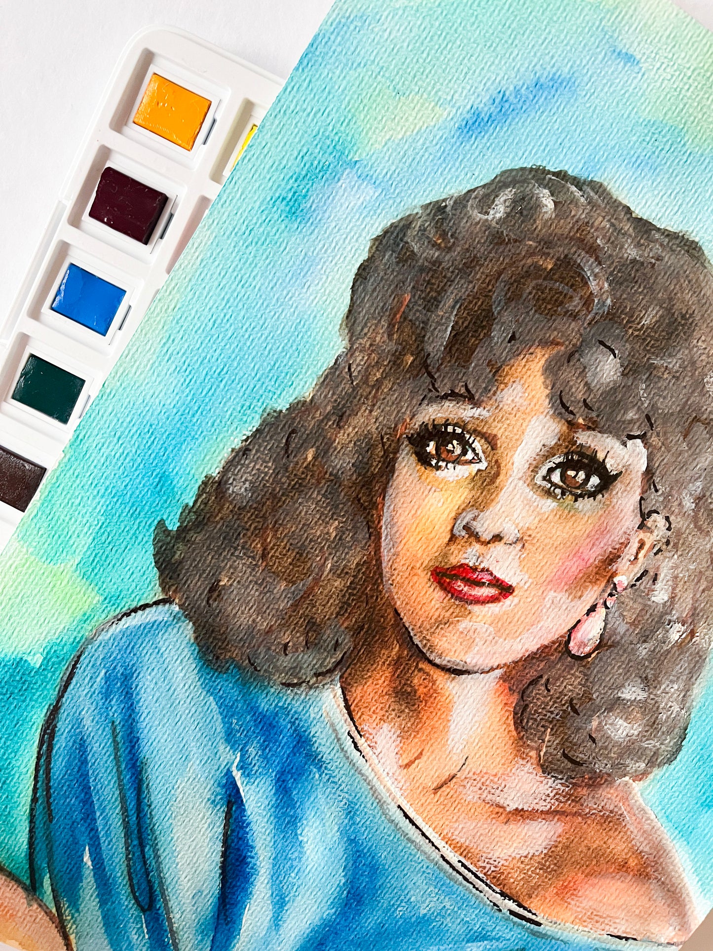 Jennifer Beals, Flashdance, ORIGINAL Watercolor Painting, Artwork by Svetlana Pelin