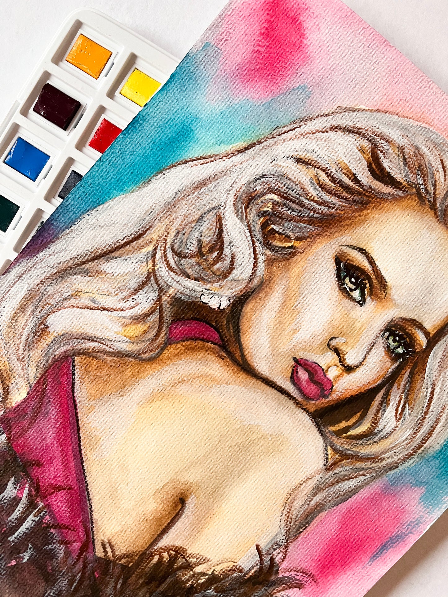 Jerry Hall, ORIGINAL Watercolor Painting, Artwork by Svetlana Pelin