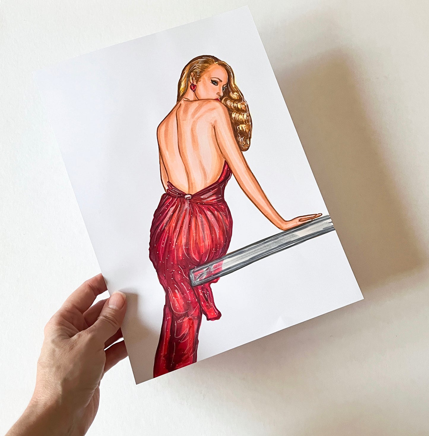 Jerry Hall, ORIGINAL Marker drawing, Artwork by Svetlana Pelin