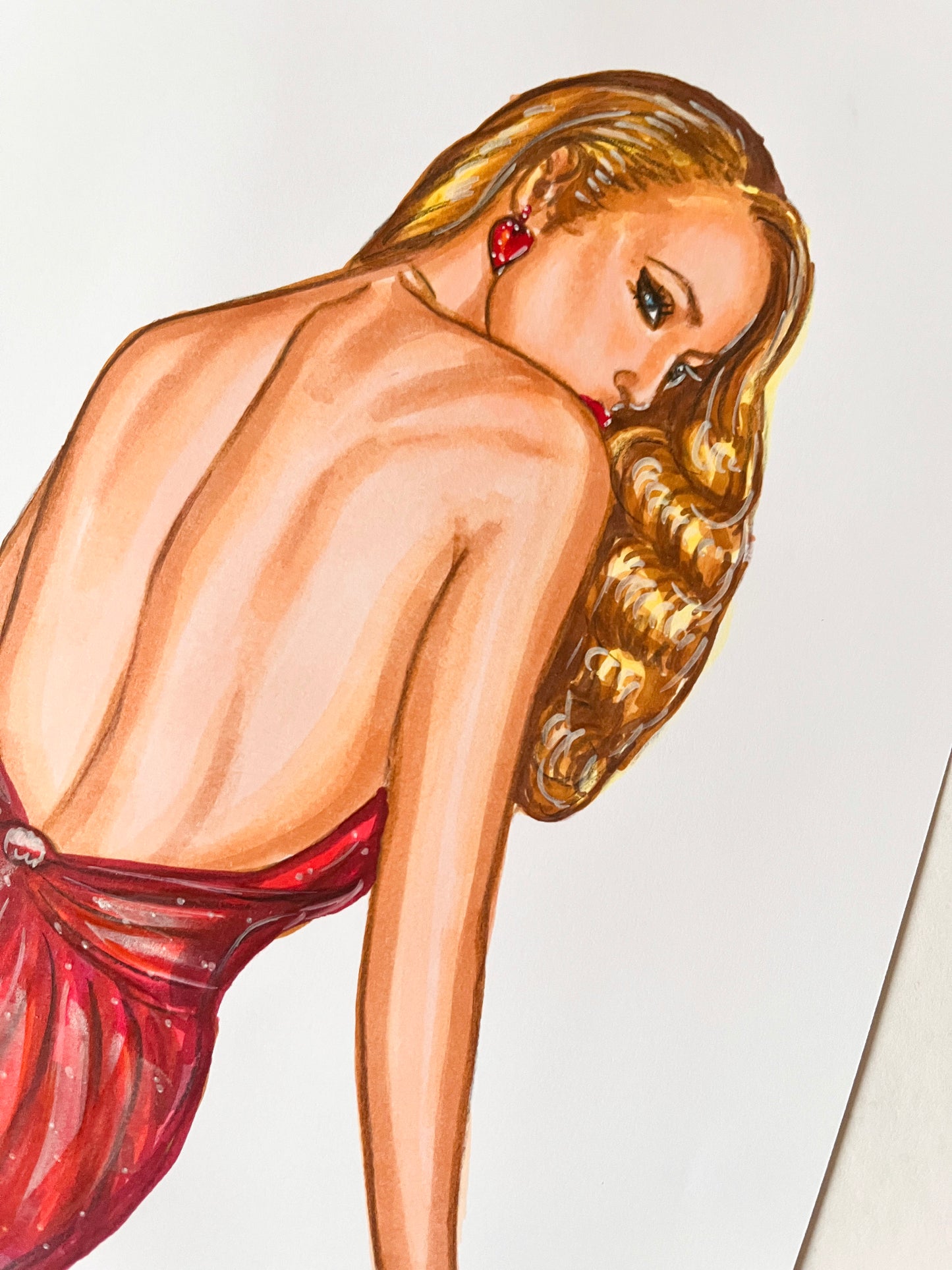 Jerry Hall, ORIGINAL Marker drawing, Artwork by Svetlana Pelin