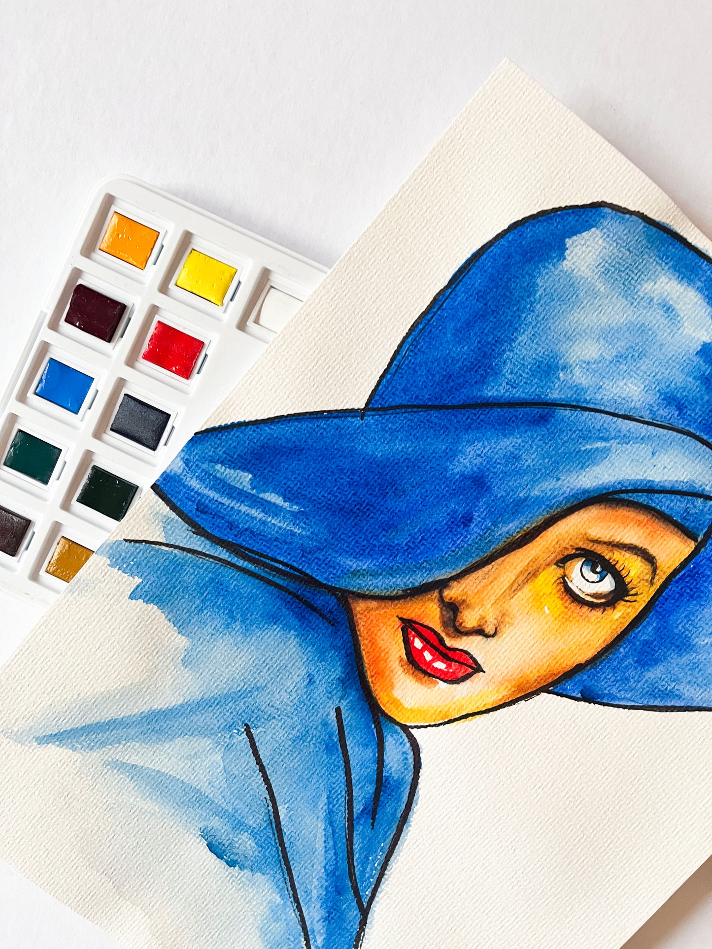 Joan Crawford, ORIGINAL Watercolor Painting, Artwork by Svetlana Pelin