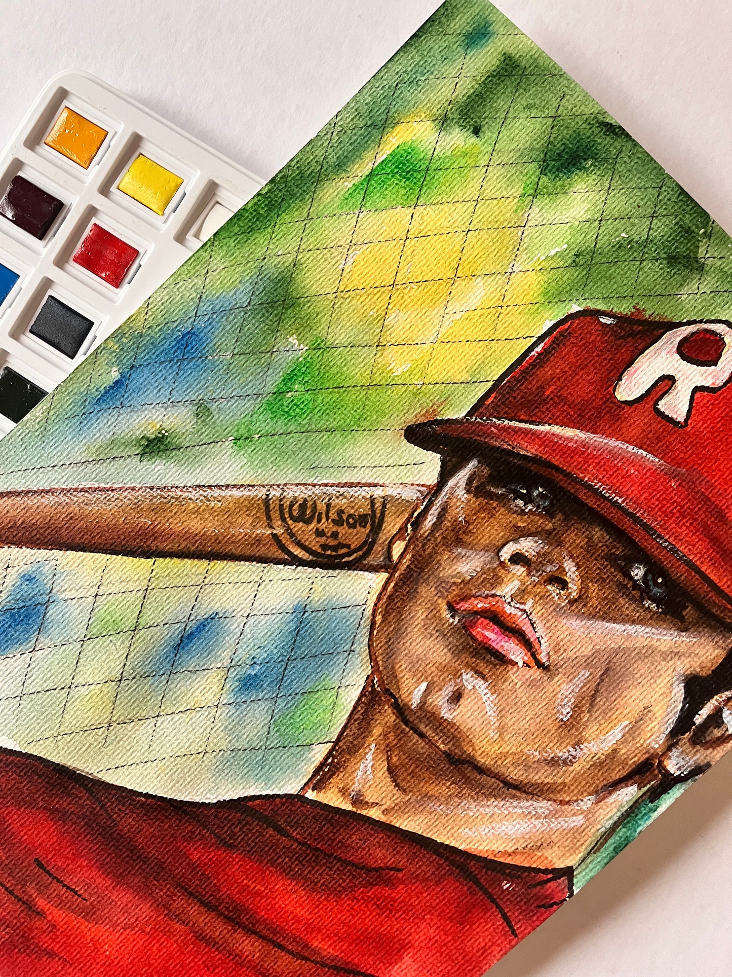 John Travolta, Grease, Danny Zuko, Baseball, ORIGINAL Watercolor Painting, Artwork by Svetlana Pelin