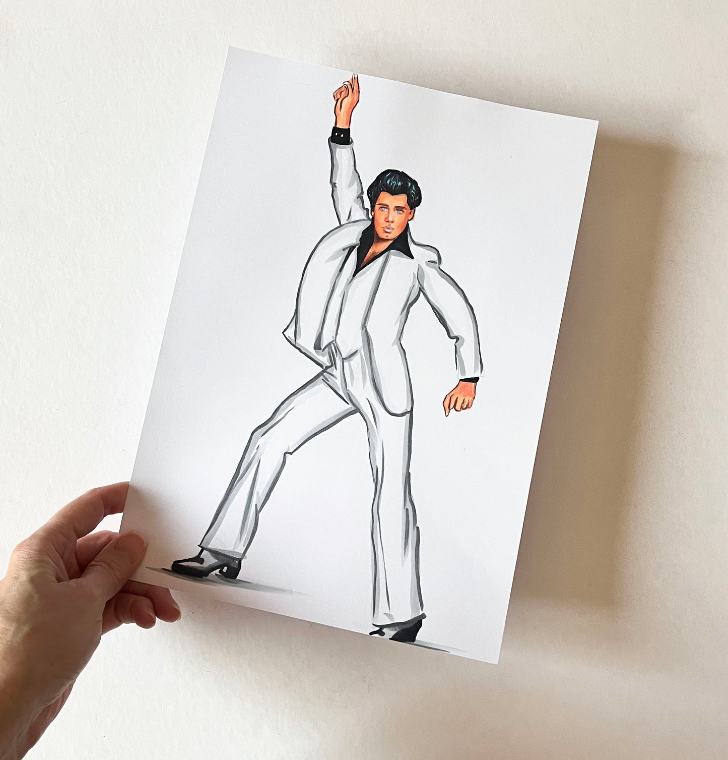 John Travolta, Saturday Night Fever, Tony Manero, ORIGINAL Marker drawing, Artwork by Svetlana Pelin