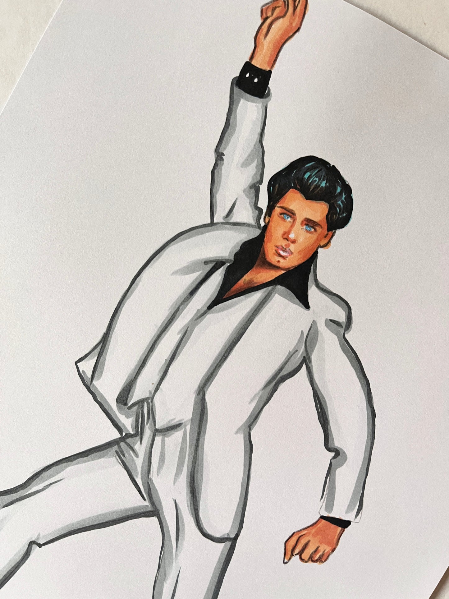 John Travolta, Saturday Night Fever, Tony Manero, ORIGINAL Marker drawing, Artwork by Svetlana Pelin