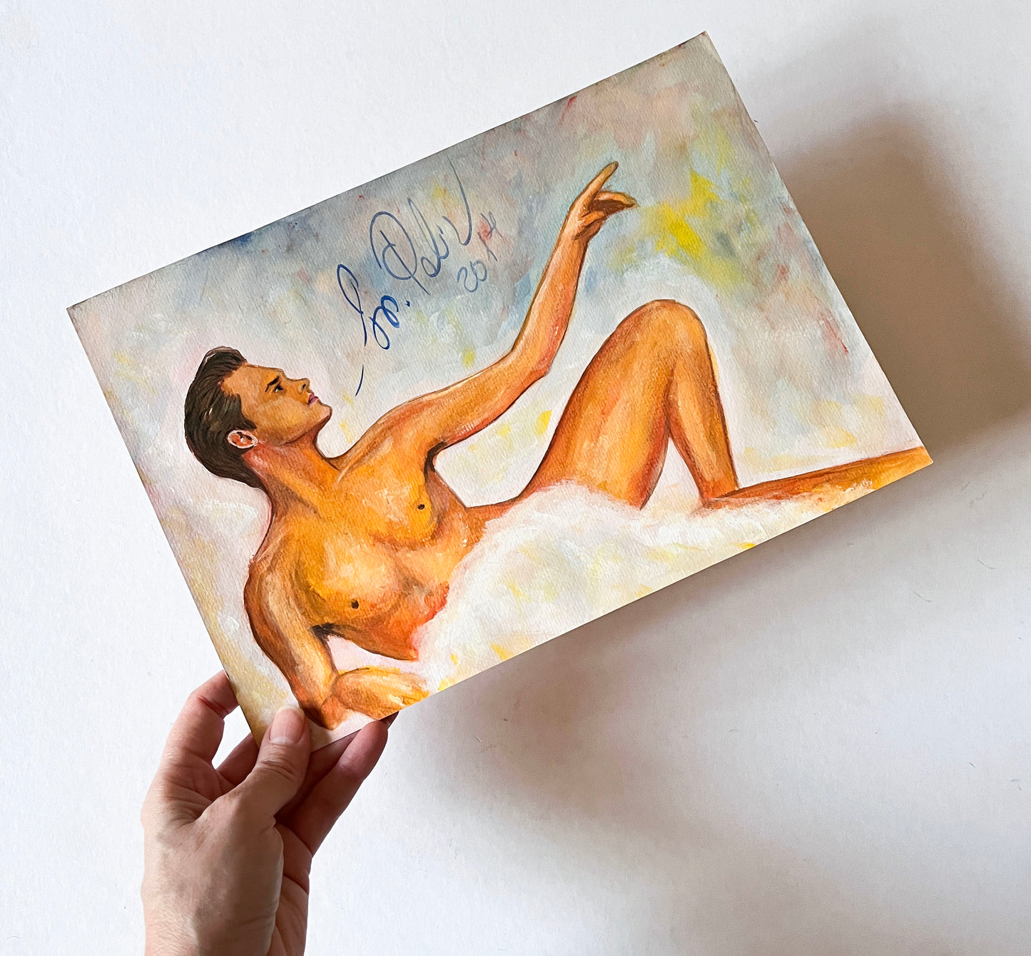 Jim Carrey, Bruce Almighty, ORIGINAL Gouache painting, Artwork by Svetlana Pelin
