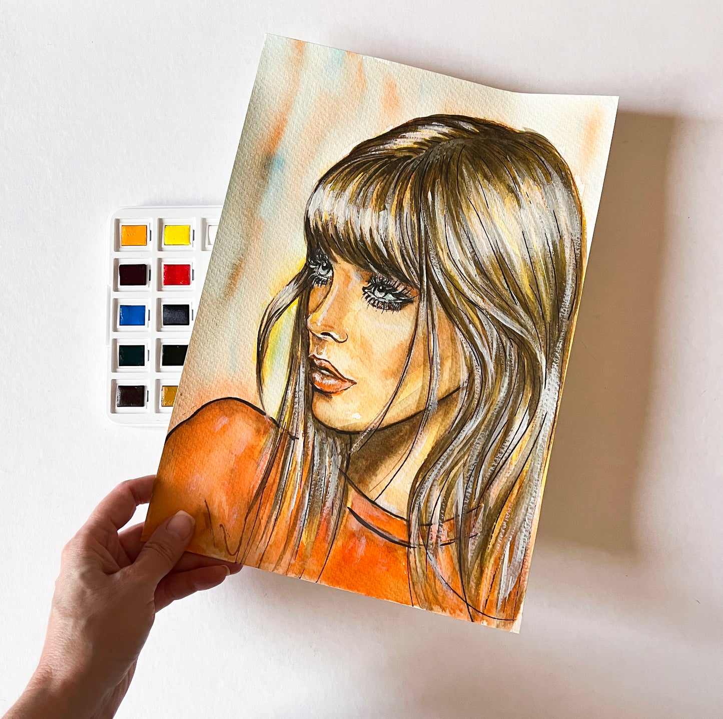 Jane Birkin, ORIGINAL Watercolor Painting, Artwork by Svetlana Pelin