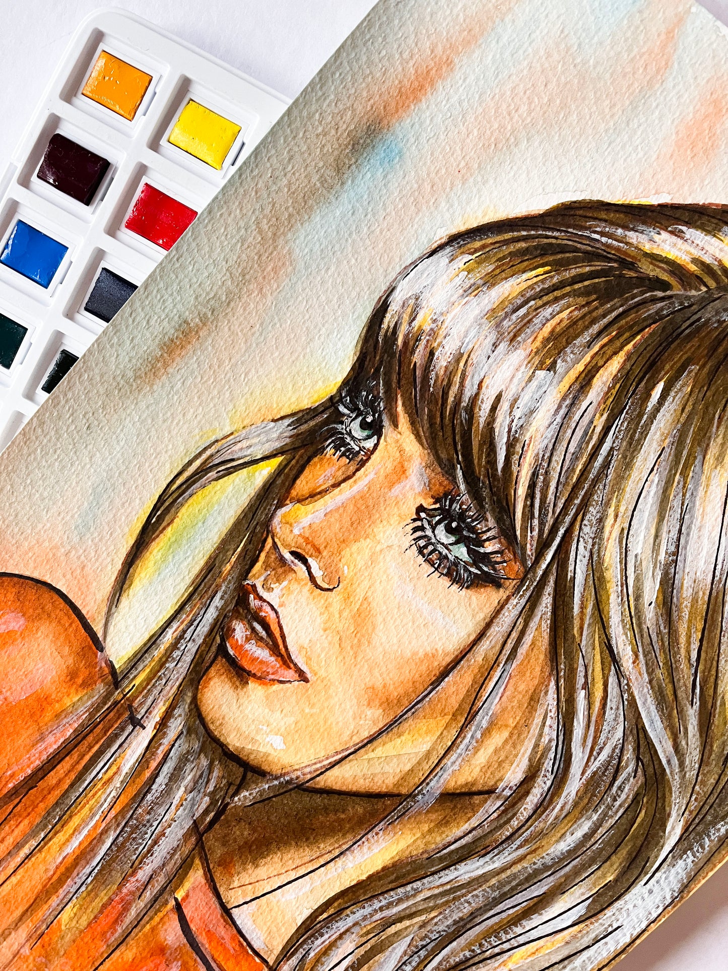 Jane Birkin, ORIGINAL Watercolor Painting, Artwork by Svetlana Pelin