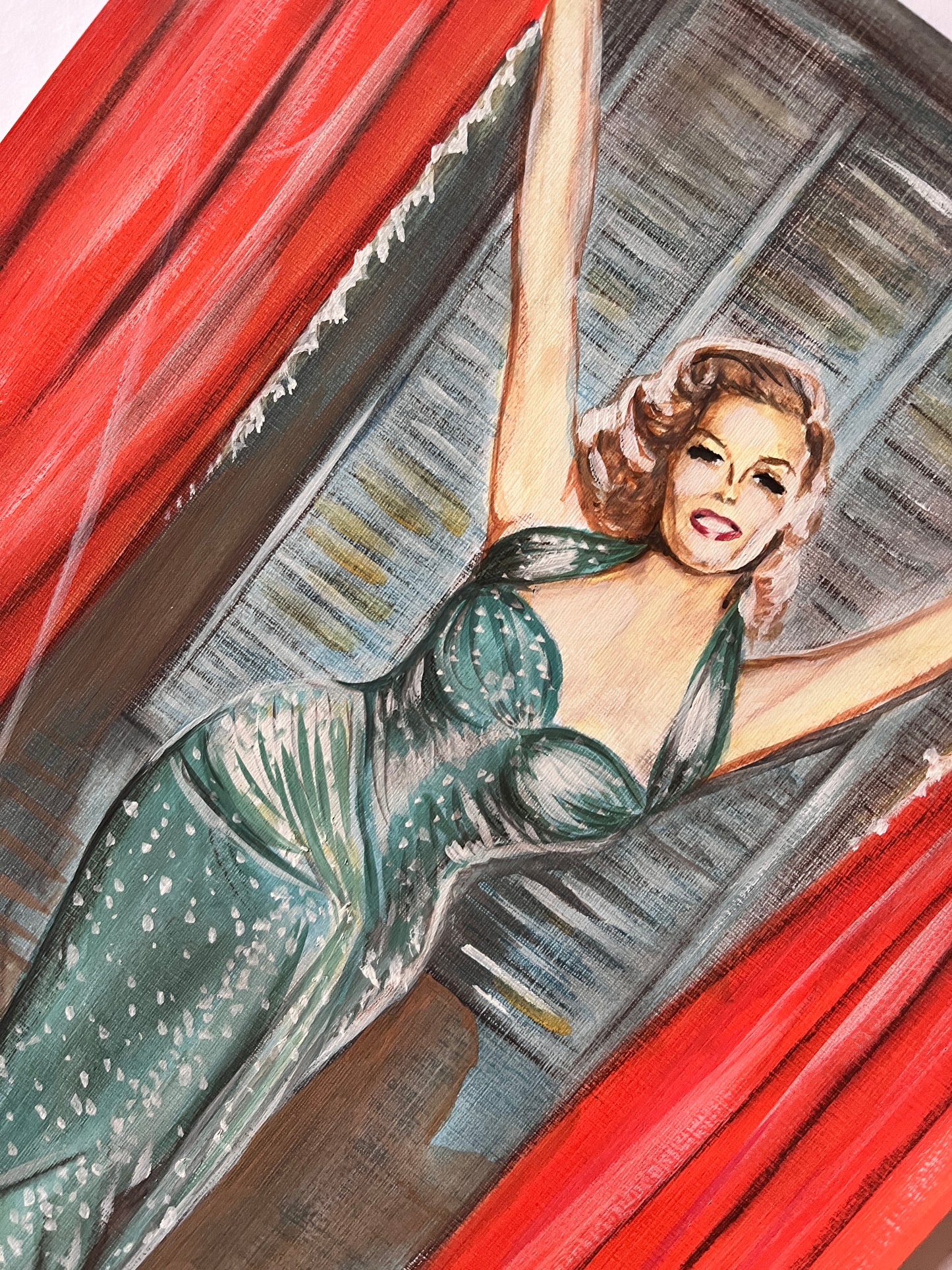 Jane Russell, ORIGINAL Watercolor pencils drawing, Artwork by Svetlana Pelin
