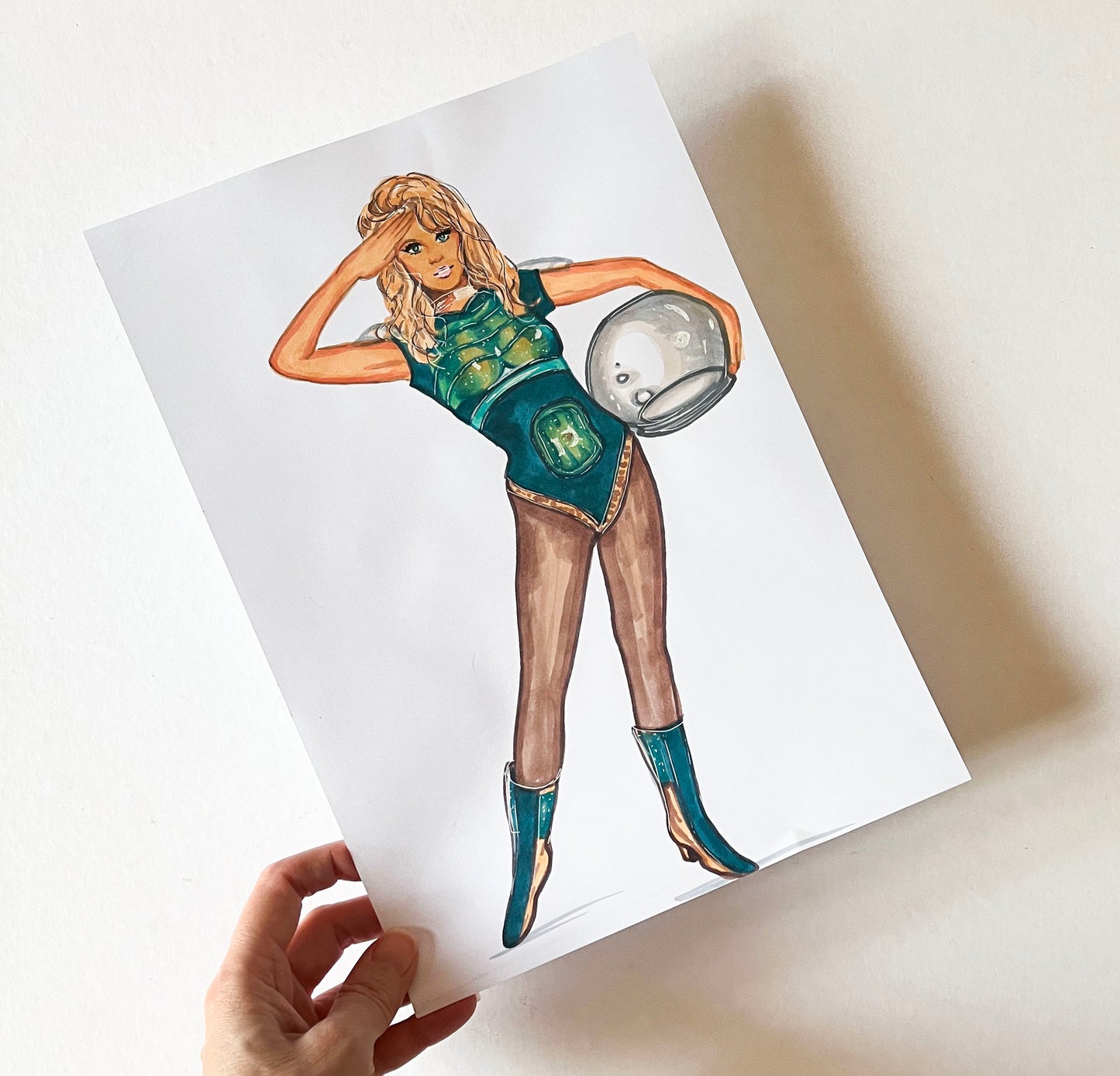 Jane Fonda, Barbarella, ORIGINAL Marker drawing, Artwork by Svetlana Pelin