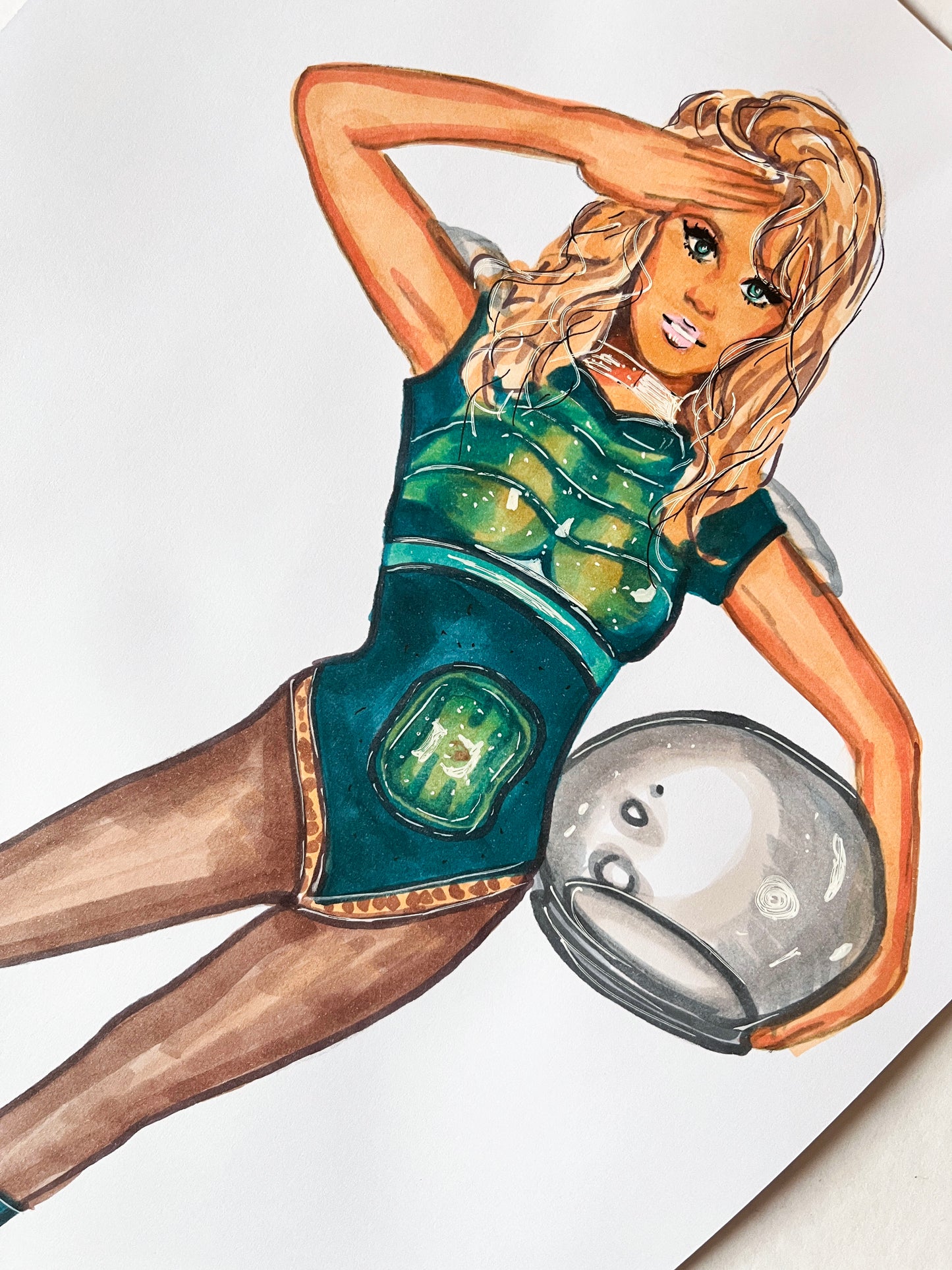 Jane Fonda, Barbarella, ORIGINAL Marker drawing, Artwork by Svetlana Pelin